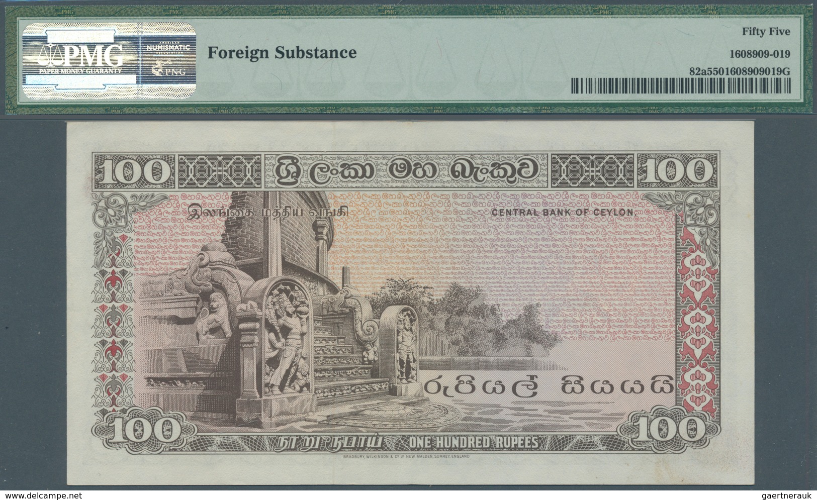 01280 Ceylon: 100 Rupees 1977 P. 82a, Condition: PMG Graded 55 AUNC. - Sri Lanka