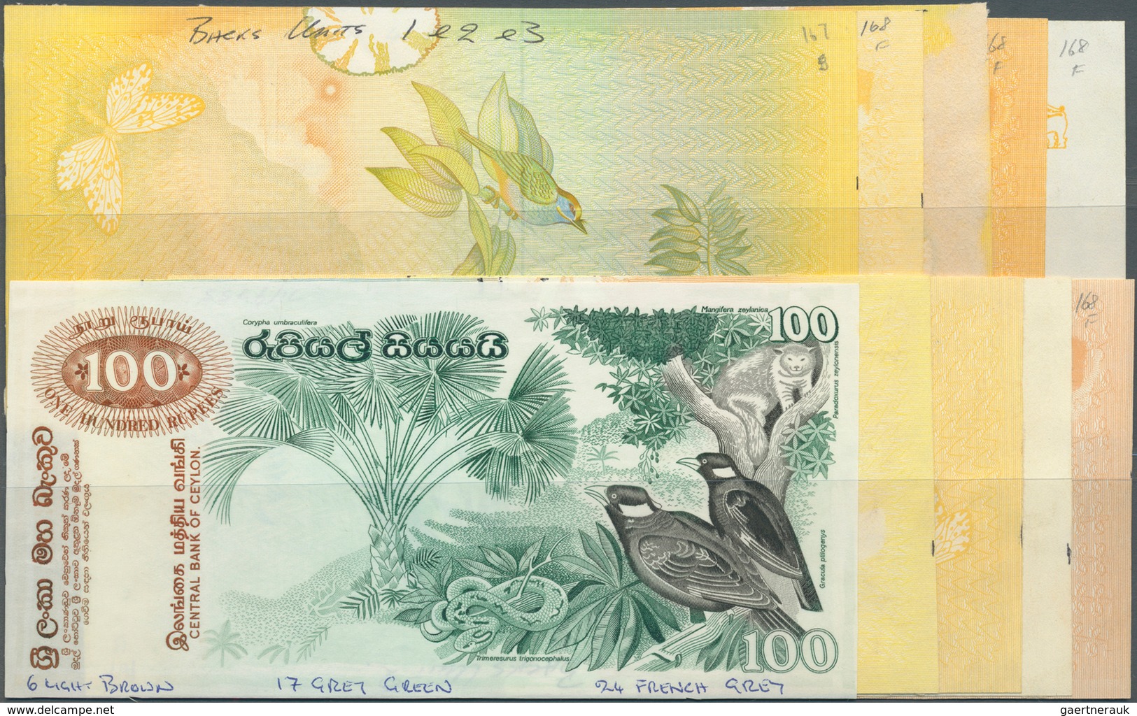 01283 Ceylon: Rare Set Of 10 Progressive Proof Prints For 100 Rupees ND P. 88p, Some With Mounting Residua - Sri Lanka