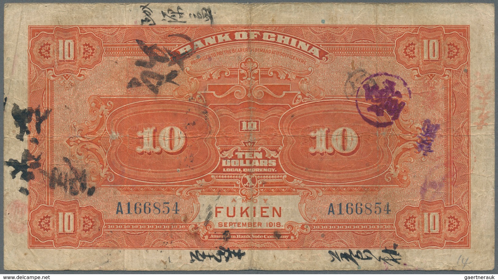 01286 China: Set Of 9 Banknotes Containing 2x 1 Juan Shanghai 1918 Pick 51m (F- And F), 1 Yuan Tientsin 19 - China