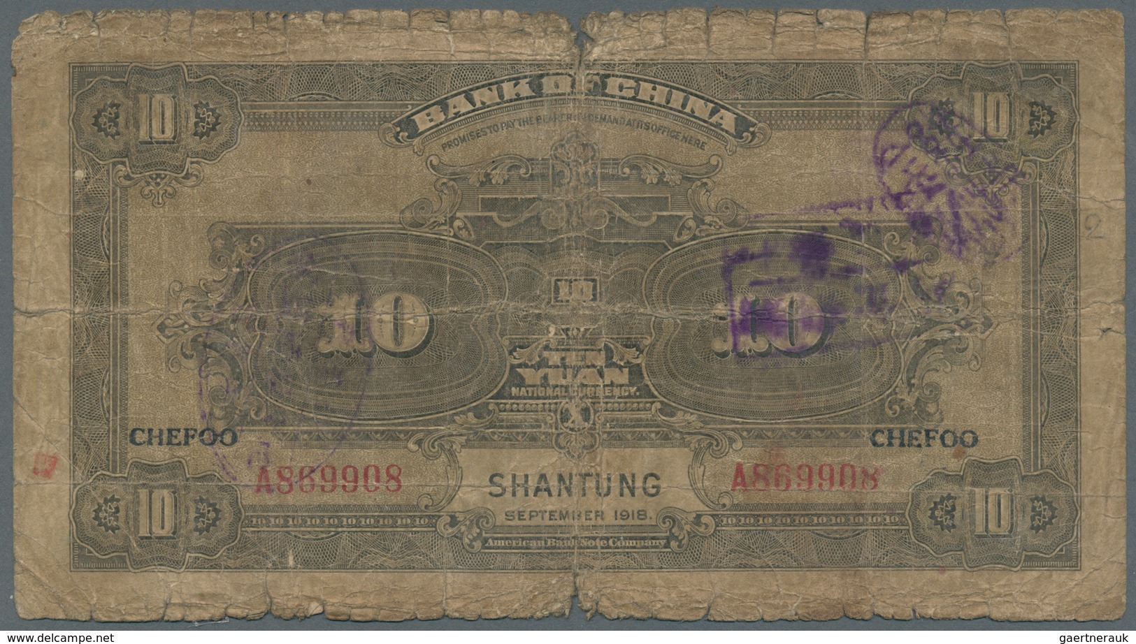 01286 China: set of 9 banknotes containing 2x 1 Juan Shanghai 1918 Pick 51m (F- and F), 1 Yuan Tientsin 19
