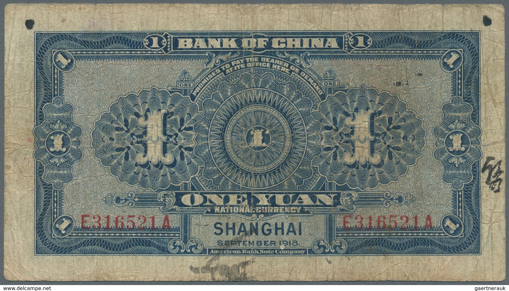 01286 China: set of 9 banknotes containing 2x 1 Juan Shanghai 1918 Pick 51m (F- and F), 1 Yuan Tientsin 19