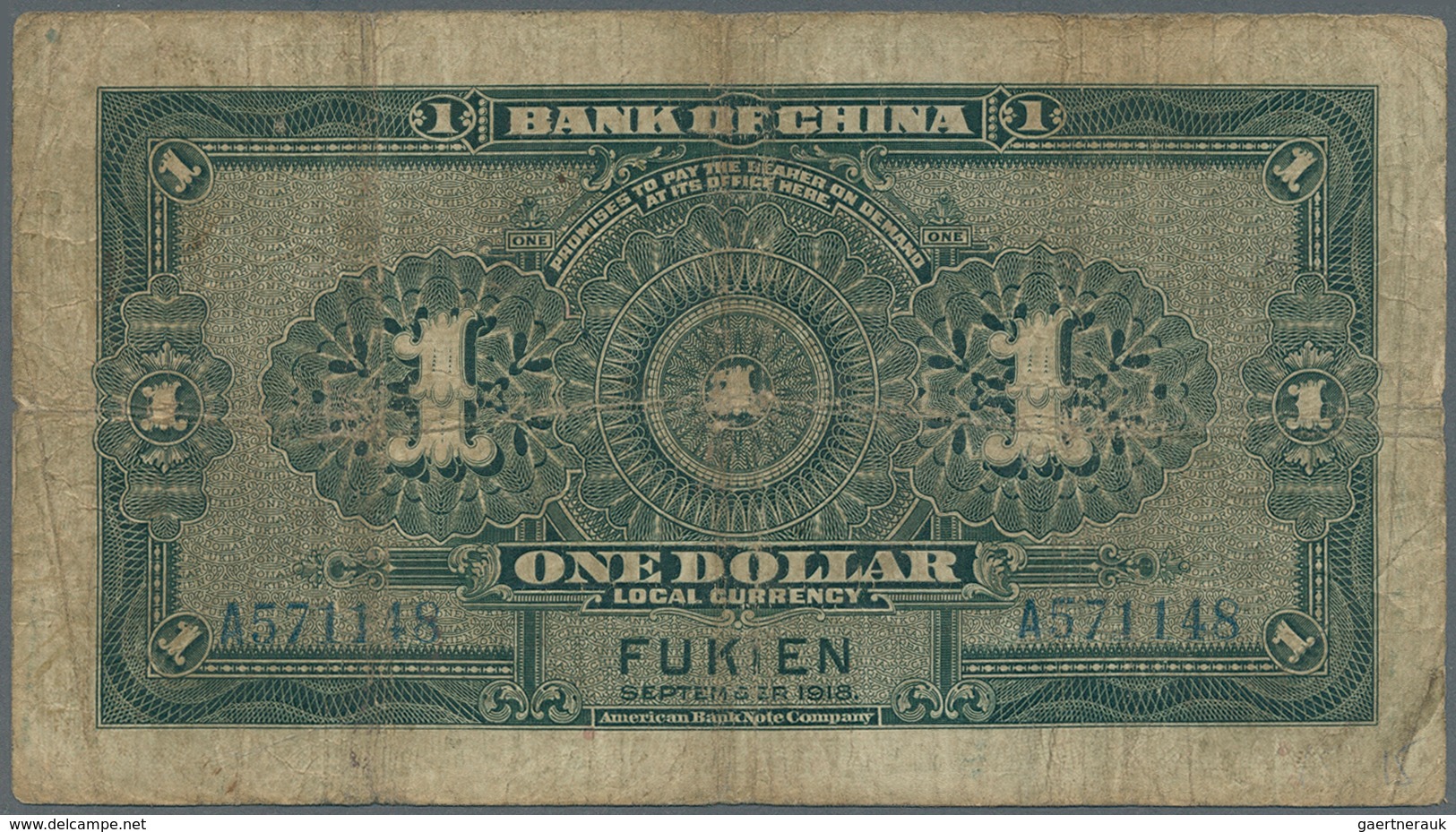 01287 China: 1 Dollar Fukien 1918 P. 51f In Condition: VG To F-. - China