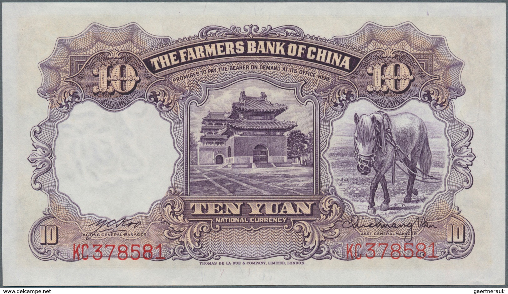 01294 China: 10 Yuan ND The Farmers Bank Of China P. 459 In Condition: UNC. - China