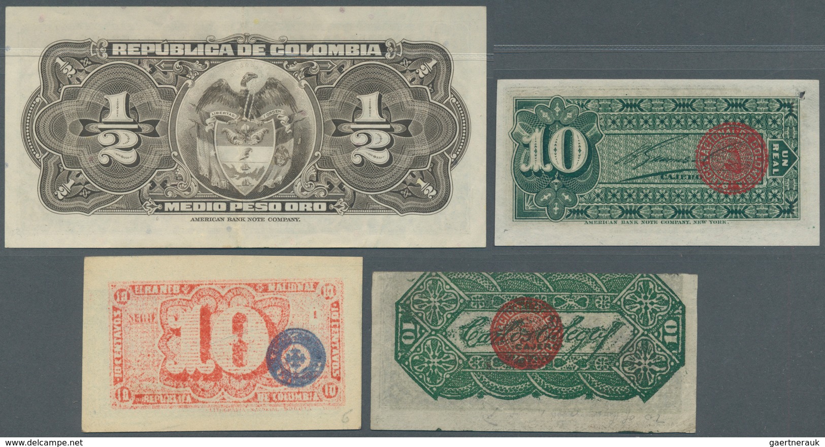 01315 Colombia / Kolumbien: Set Of 4 Notes Containing 2x 10 Centavos 1900 P. 262, 263, 10 Centavos 1893 P. - Colombia