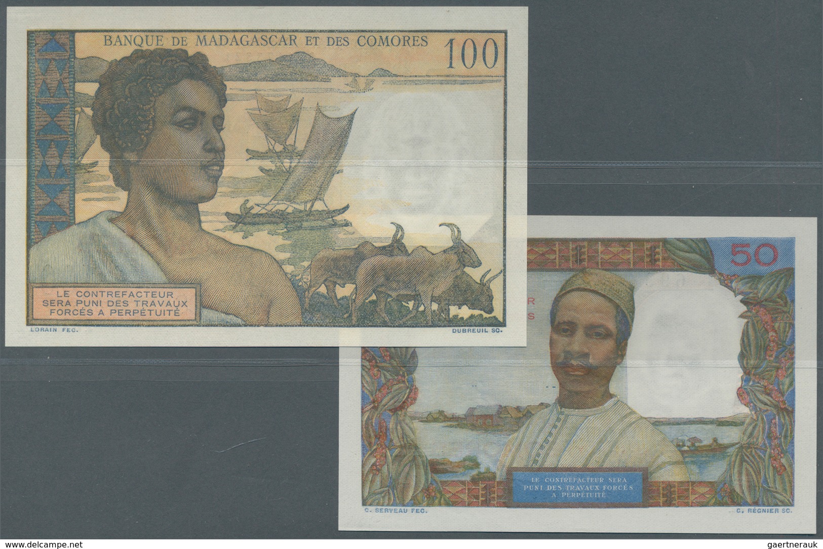 01316 Comoros / Komoren: Set Of 2 Banknotes Containing 50 And 100 Francs ND(1960-63), Both In Condition: U - Comore