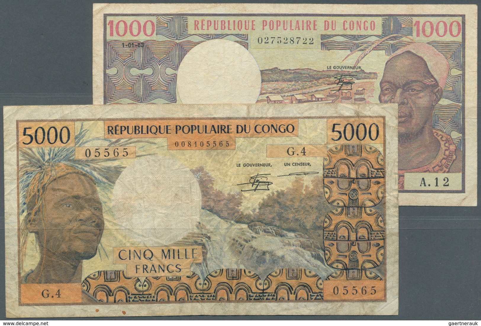 01319 Congo / Kongo: Republique Populaire Du Congo 1000 Francs 1983 P.3e In F With Small Tear At Lower Mar - Unclassified