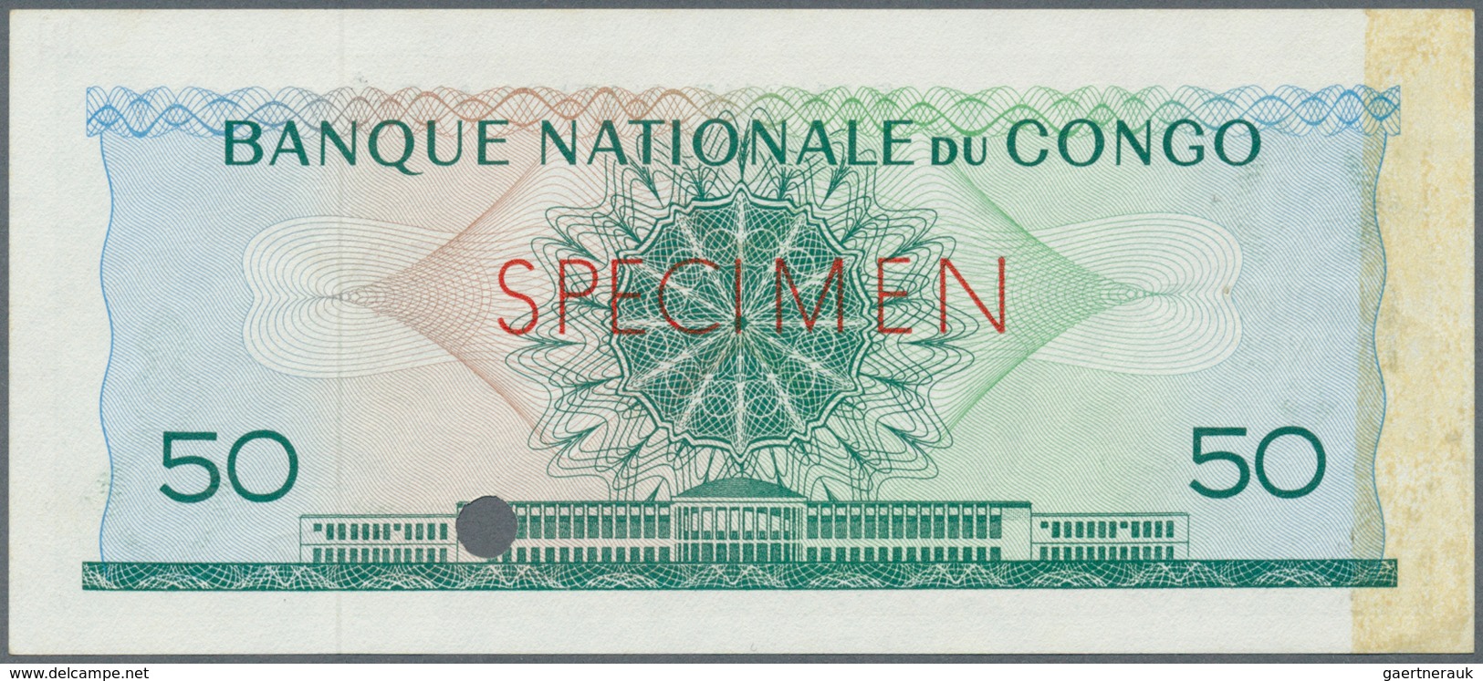 01320 Congo / Kongo: 50 Francs 1961 SPECIMEN, P.5as In Excellent Condition, Traces Of Glue At Right Border - Zonder Classificatie