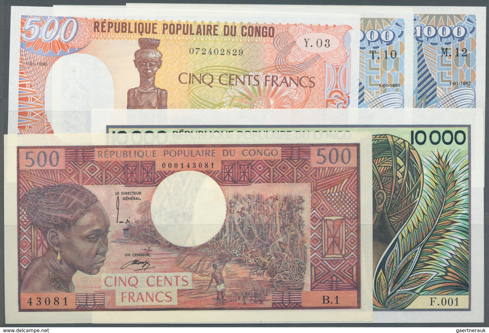 01322 Congo / Kongo: Republique Populaire Du Congo Set With 4 Banknotes 500 Francs ND(1974) P.2 In UNC, 10 - Non Classificati