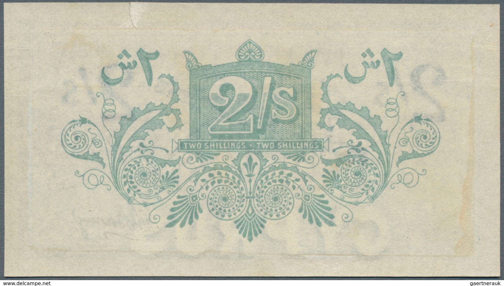 01338 Cyprus / Zypern: 2 Shillings 1920 Specimen, P.15s, Tiny Tear At Upper Margin, Soft Horizontal Fold A - Cyprus