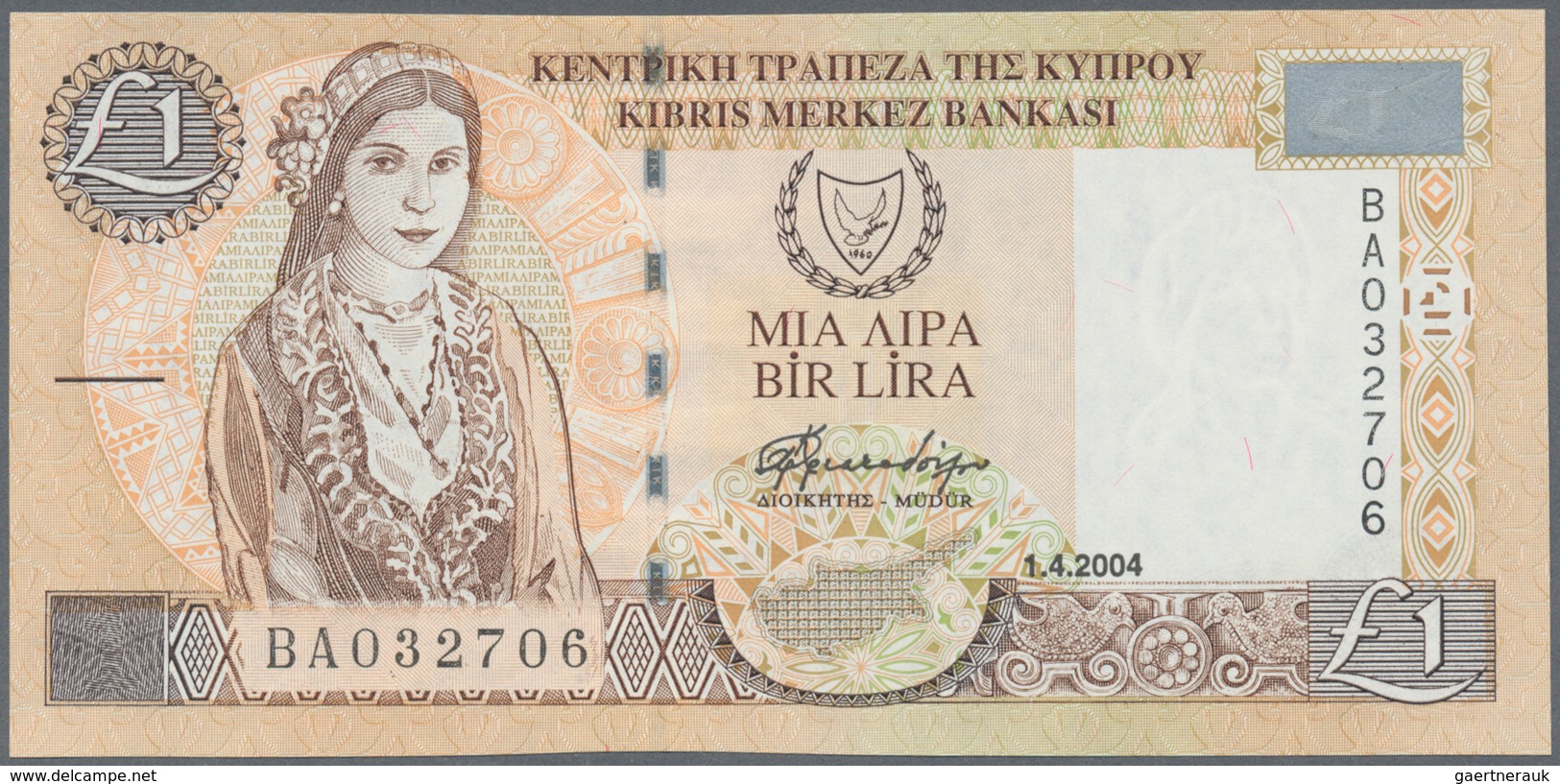 01348 Cyprus / Zypern: Set Of 4 Notes Containing 1 Pound 2004 (2x), 5 Pounds 2003 And 10 Pounds 2005, In C - Cyprus