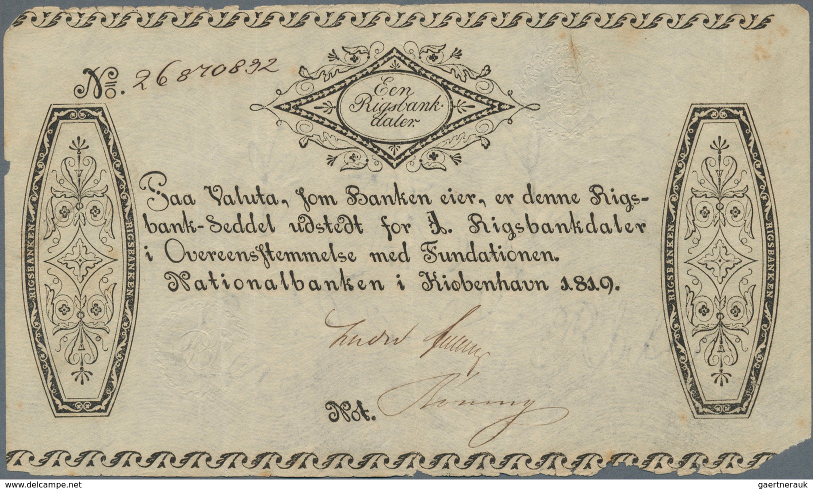 01350 Denmark  / Dänemark: 1 Rigsbankdaler 1819, P.A53, Great Condition For The Age Of The Note With Few M - Dinamarca