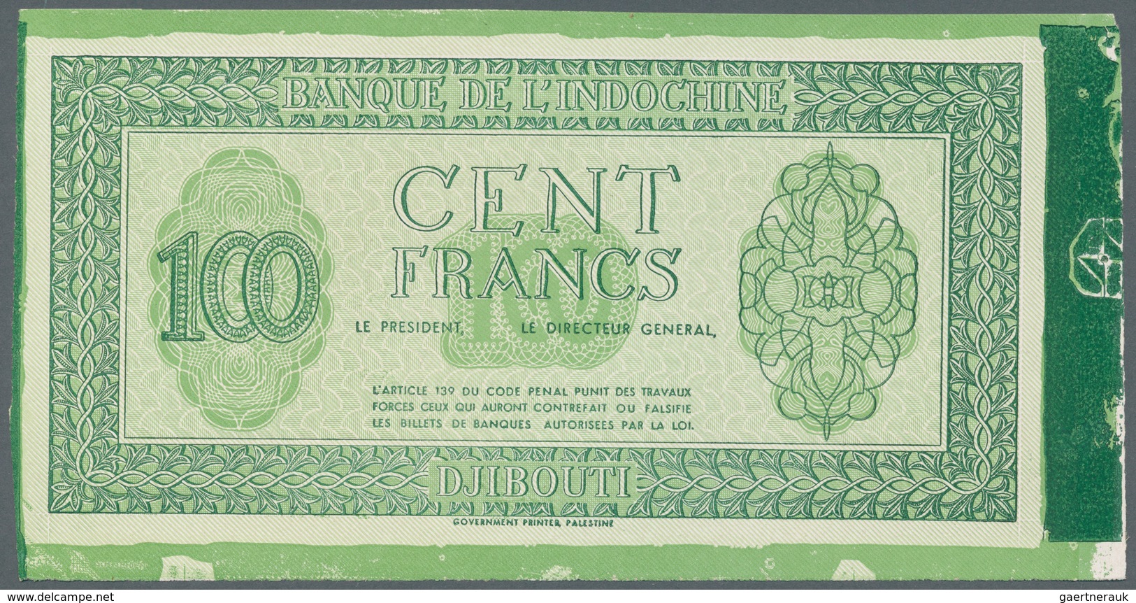 01365 Djibouti / Dschibuti: 100 Francs ND(1945) PROOF Of P. 16p, A Highly Rare And Rarely Offered Pair Of - Gibuti