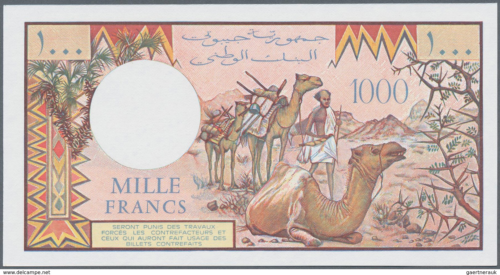 01368 Djibouti / Dschibuti: Rare Set Of 3 Specimen Notes Containing 1000, 500 And 10.000 Francs ND(1984-99 - Gibuti