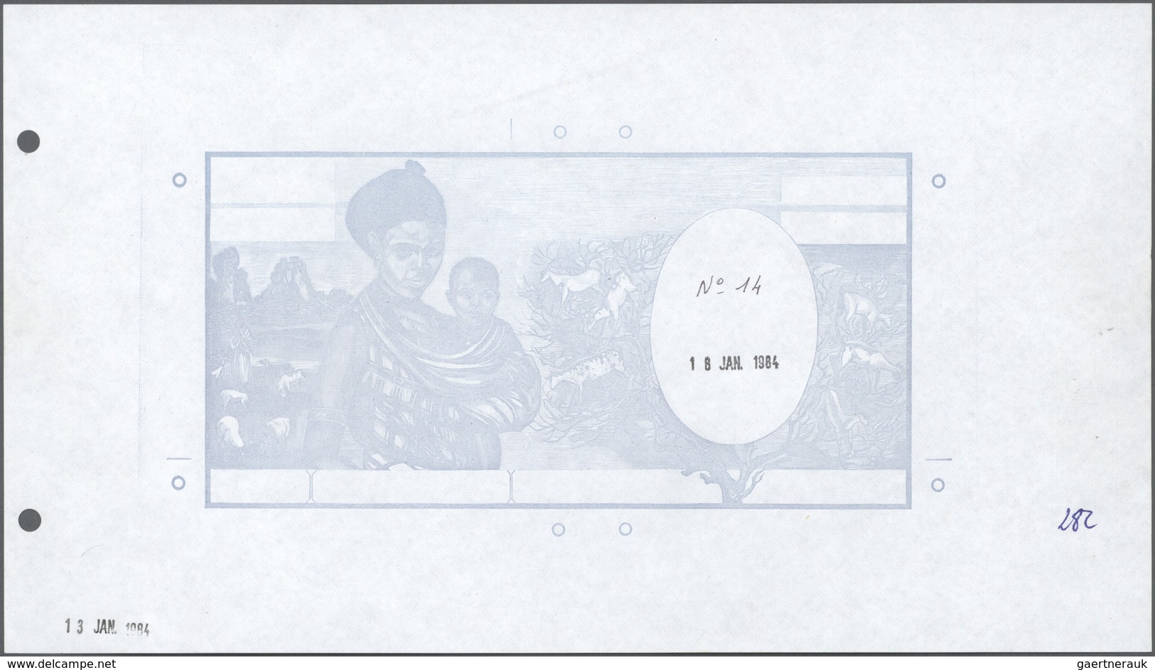 01373 Djibouti / Dschibuti: Highly Rare Archival Proof Print Of The Banque De France For The 10.000 Francs - Gibuti