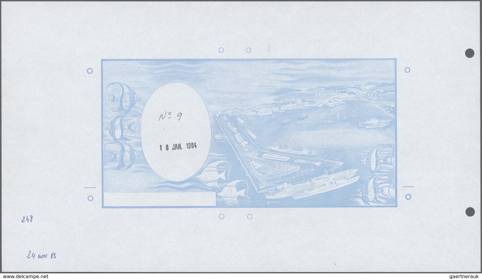 01382 Djibouti / Dschibuti: Highly Rare Archival Back Proof Print Of The Banque De France For The 10.000 F - Gibuti