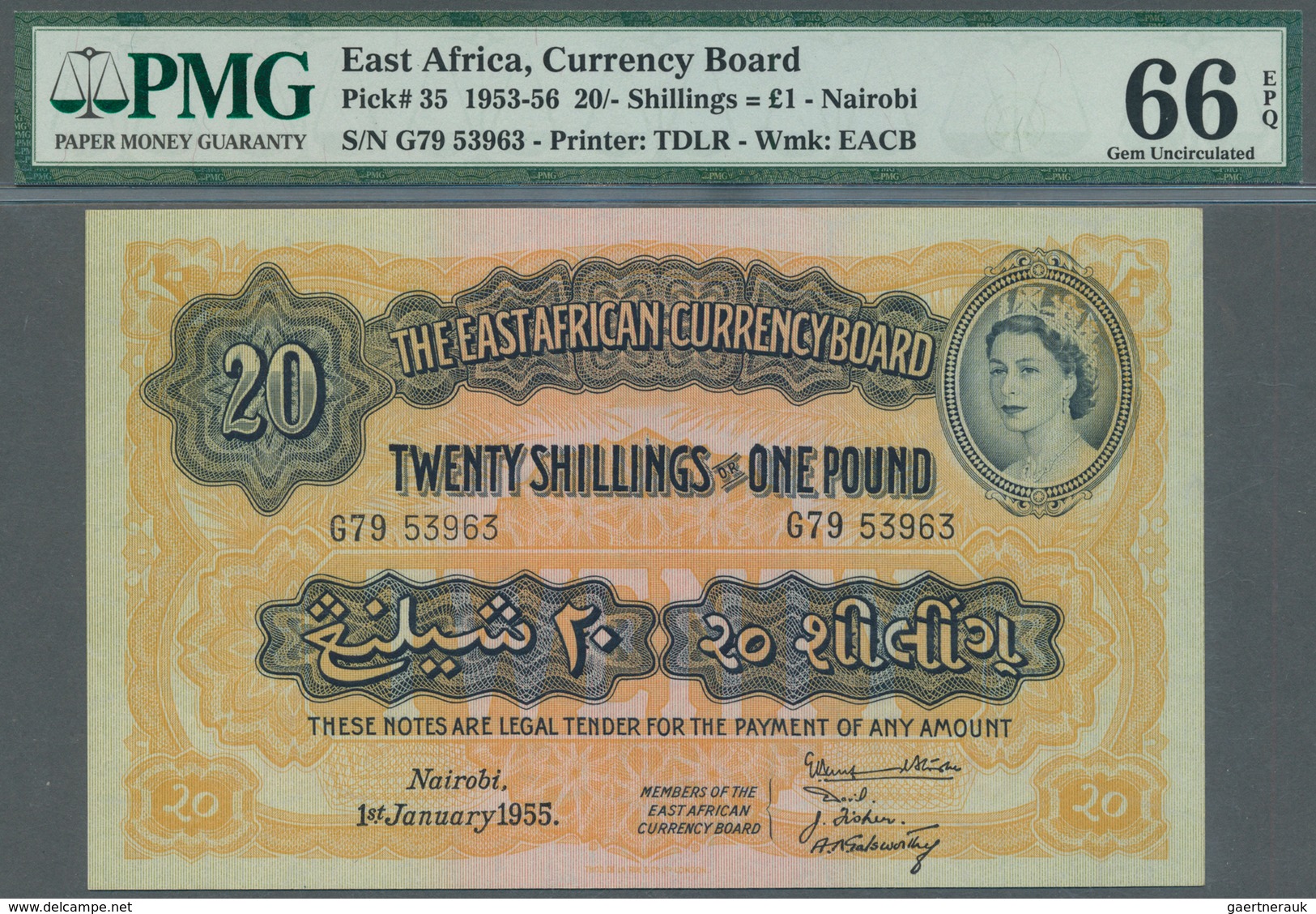 01386 East Africa / Ost-Afrika: Rare Set Of 2 CONSECUTIVE Banknotes 20 Shillings = 1 Pound 1955 With Seria - Andere - Afrika