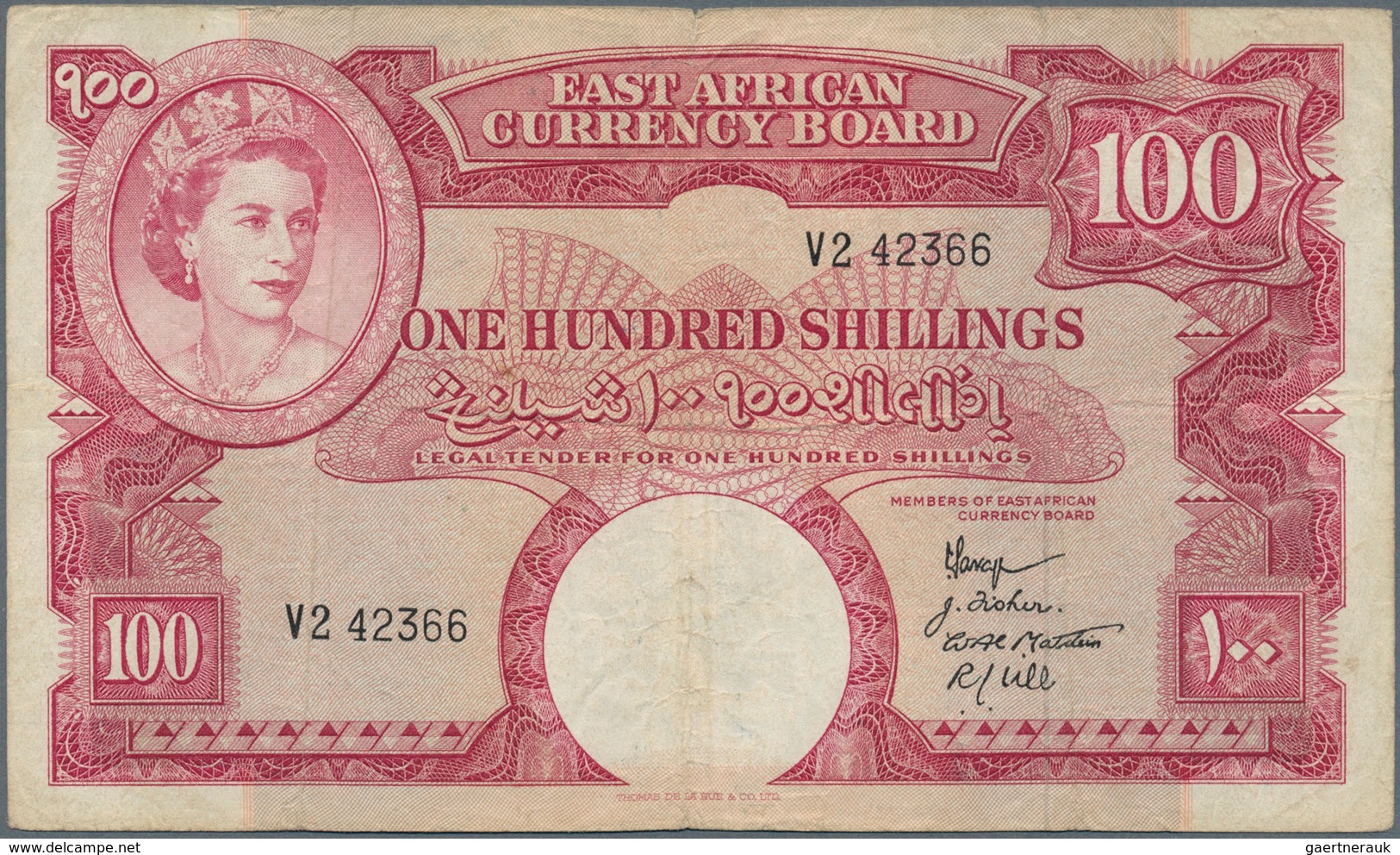 01387 East Africa / Ost-Afrika: 100 Shillings ND(1958-60), P.40, Still Nice Colors And Original Shape With - Andere - Afrika