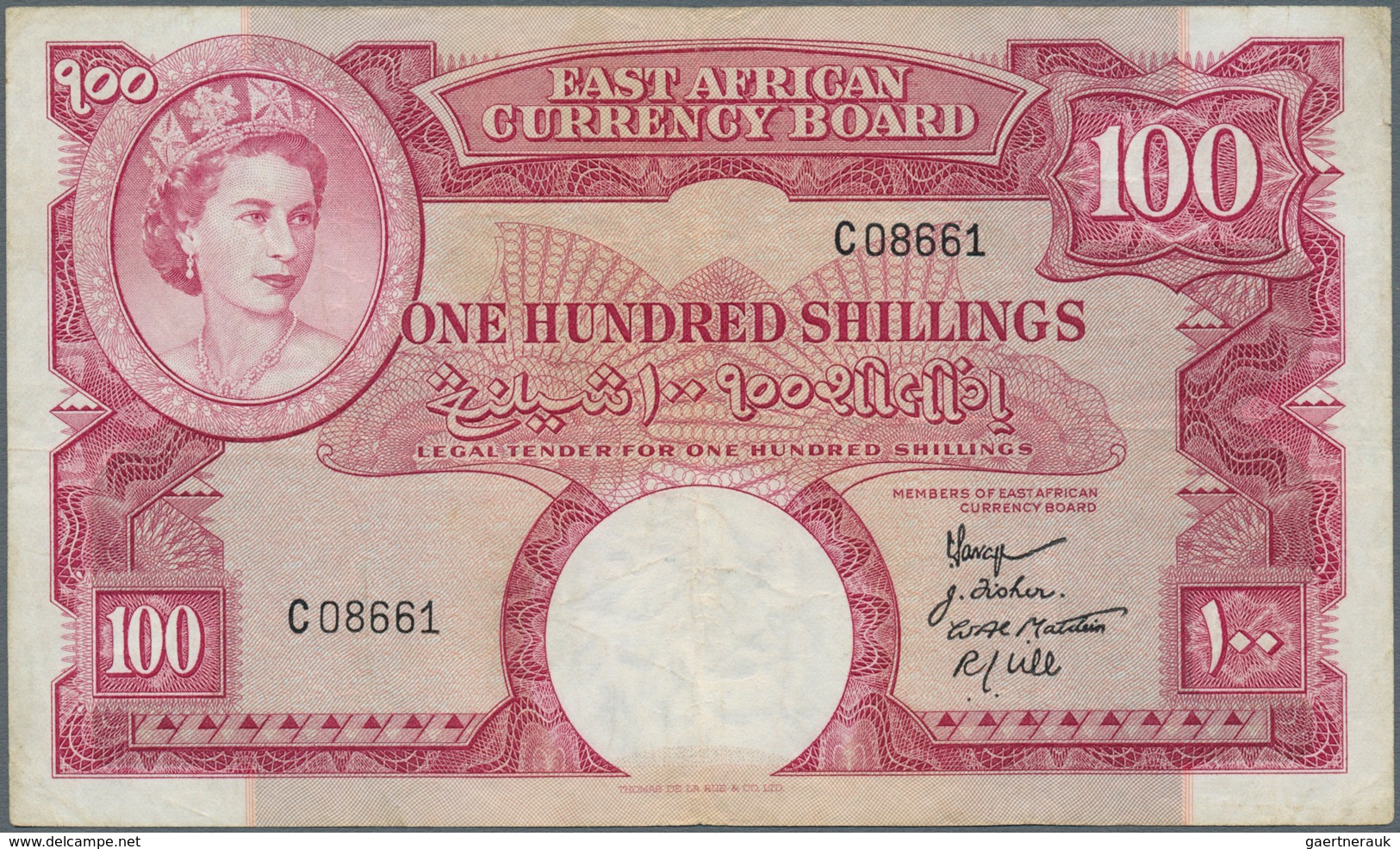 01388 East Africa / Ost-Afrika: 100 Shillings ND P. 40, Used With Folds And Creases, Small Pen Writing On - Other - Africa