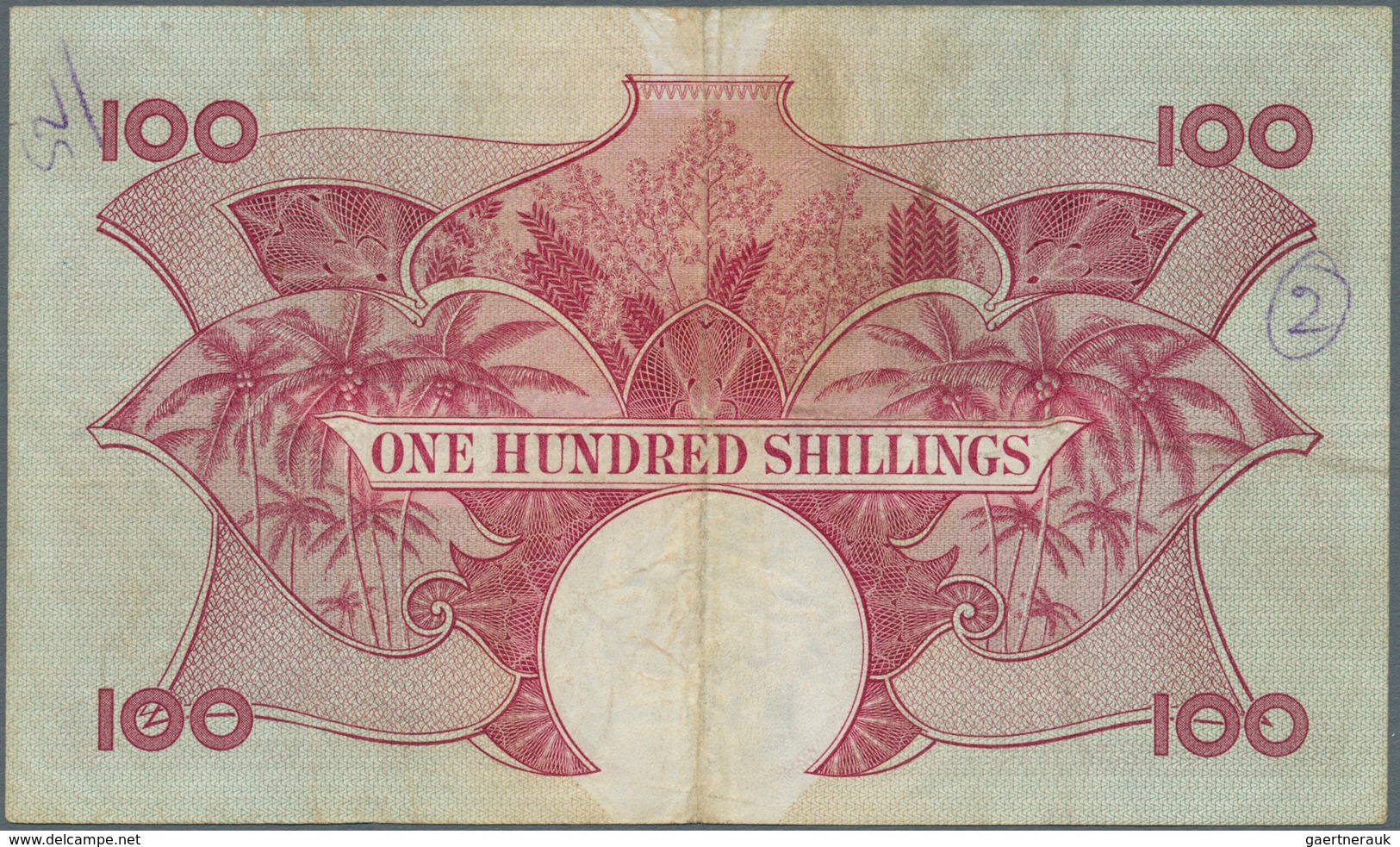 01388 East Africa / Ost-Afrika: 100 Shillings ND P. 40, Used With Folds And Creases, Small Pen Writing On - Andere - Afrika