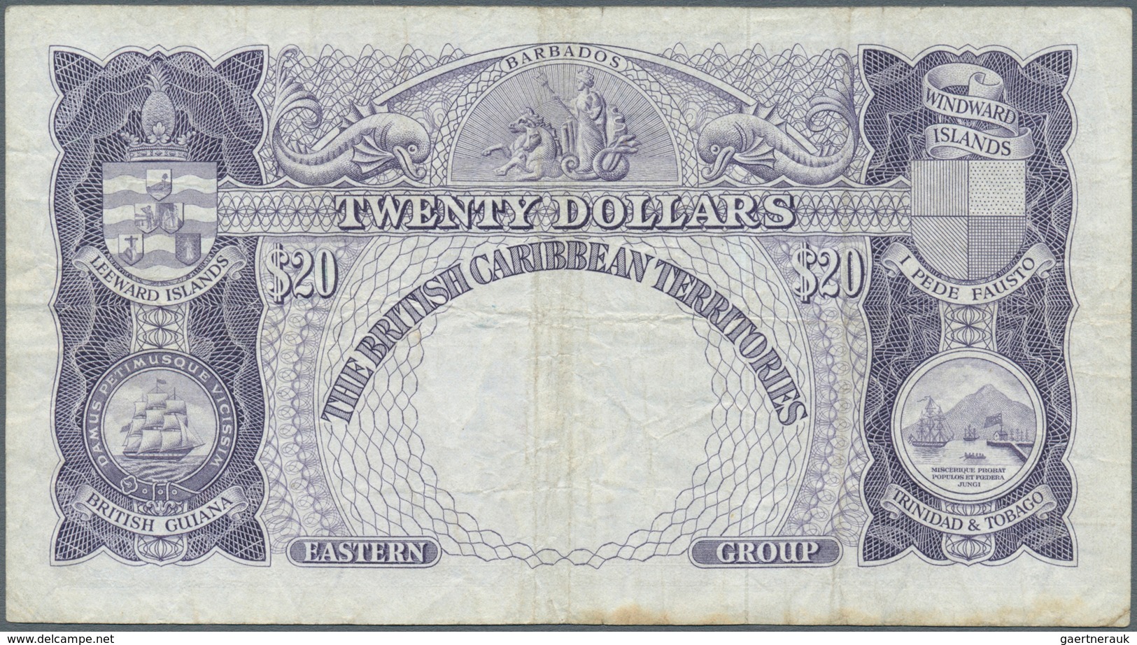 01389 East Caribbean States / Ostkaribische Staaten: 20 Dollars 1959 P. 11, Used With Folds And Creases, N - Oostelijke Caraïben