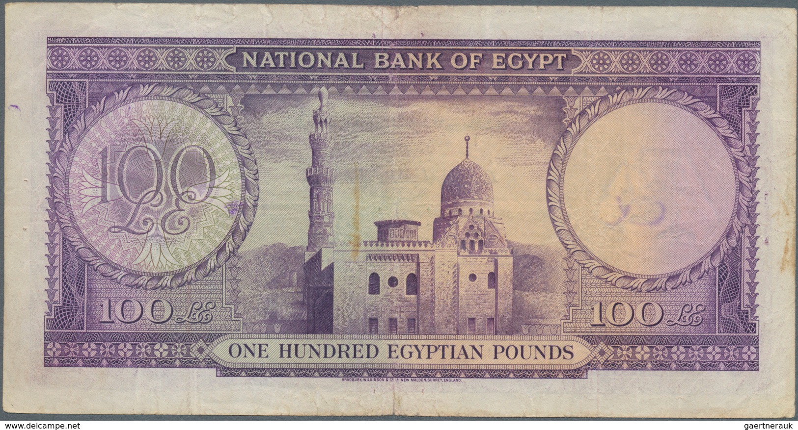 01396 Egypt / Ägypten: 100 Pounds 1951 P. 27b, Used With Folds And Creases, A Small Pen Writing At Left, P - Egypte