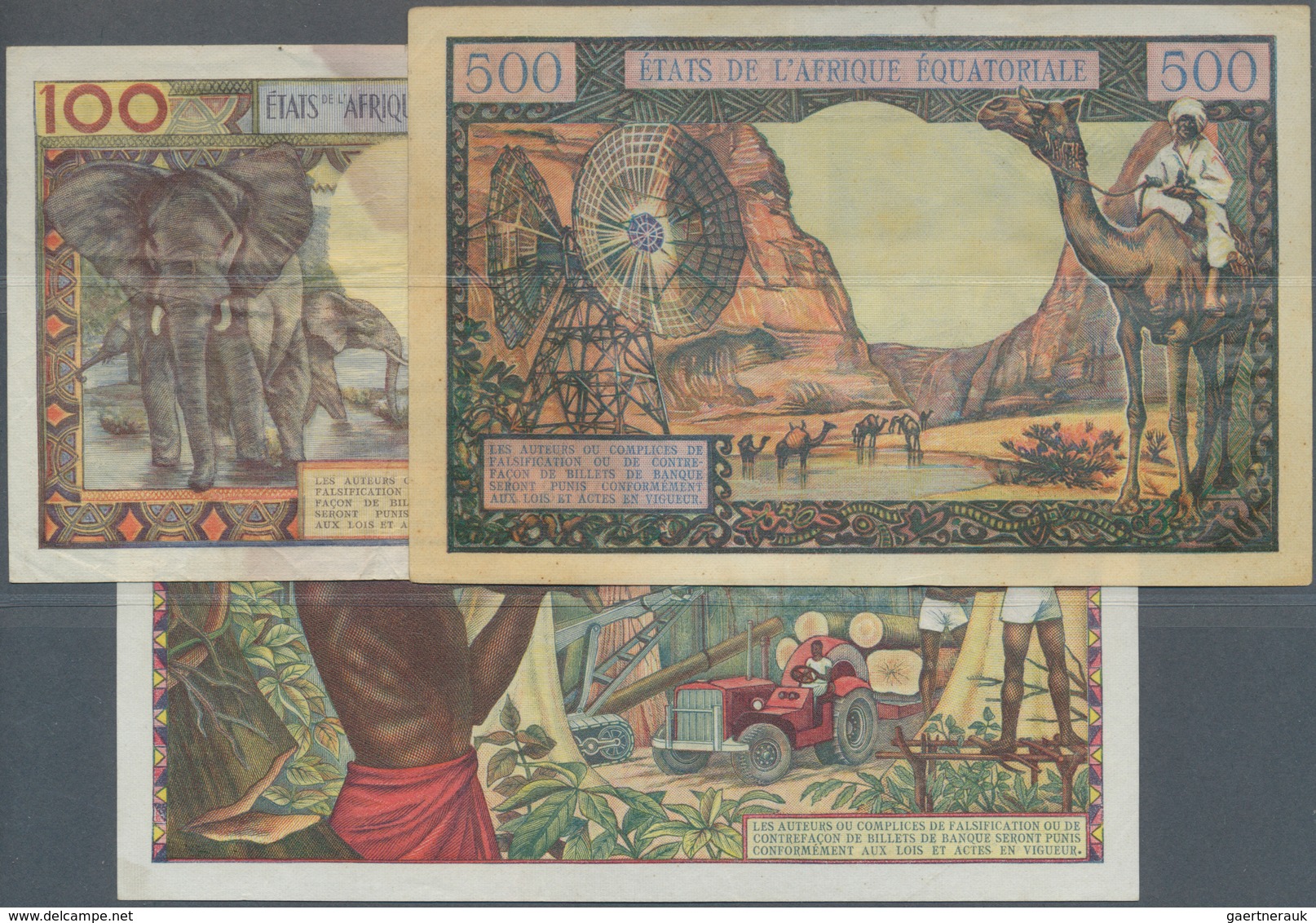 01405 Equatorial African States: Banque Central Etats De L'Afrique Equatoriale Set With 3 Banknotes 100 Fr - Otros – Africa