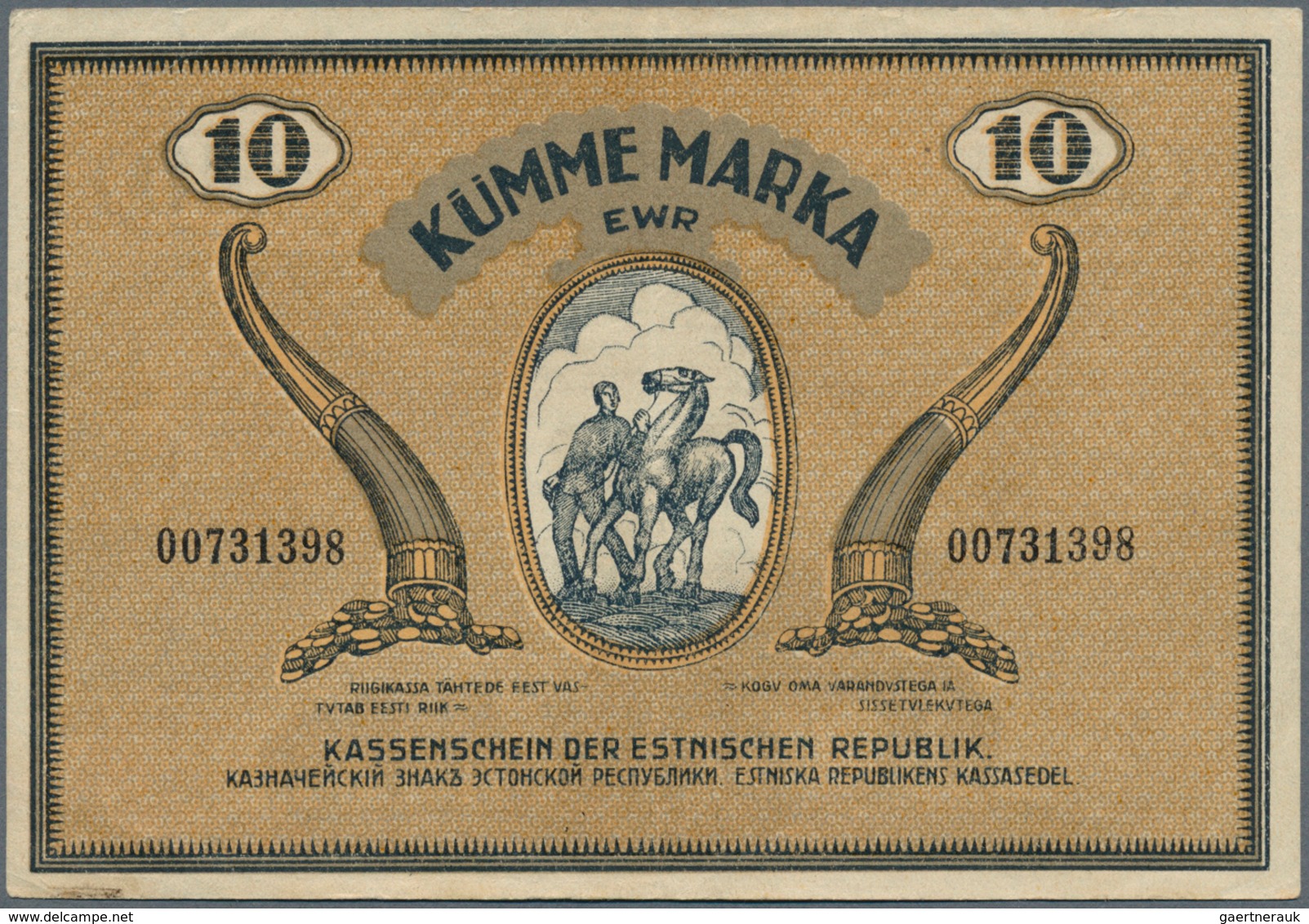 01408 Estonia / Estland: 10 Marka 1919 P. 46, Light Center Fold And Light Handling In Paper, No Holes Or T - Estland