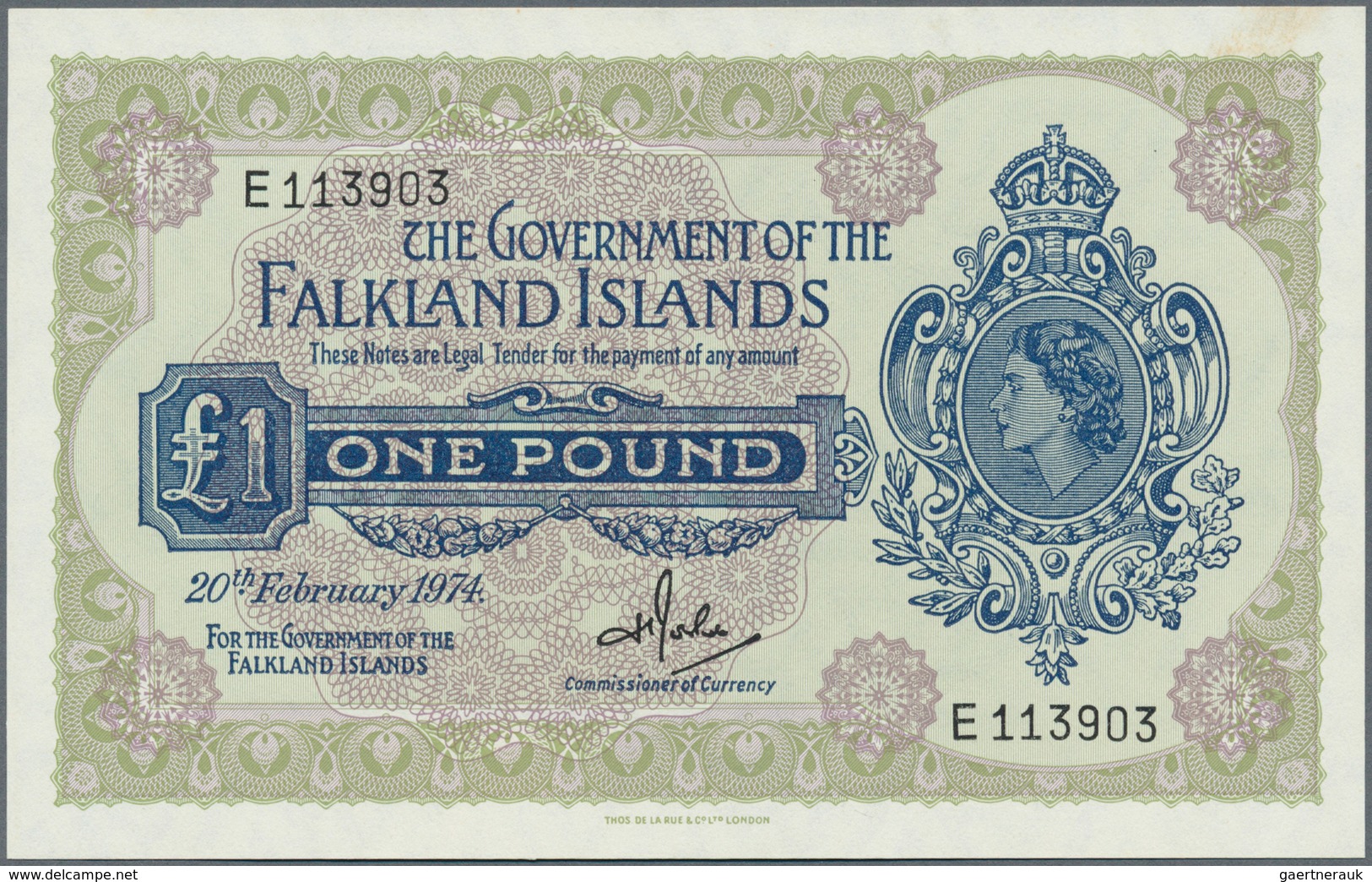 01434 Falkland Islands / Falkland Inseln: 1 Pound 1974 P. 8b In Condition: UNC. - Isole Falkland