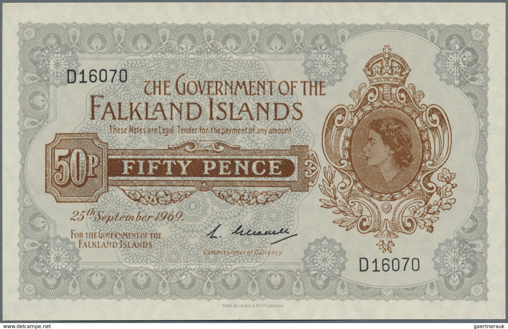 01438 Falkland Islands / Falkland Inseln: 50 Pence 1969 P. 10a In Condition: UNC. - Falkland Islands