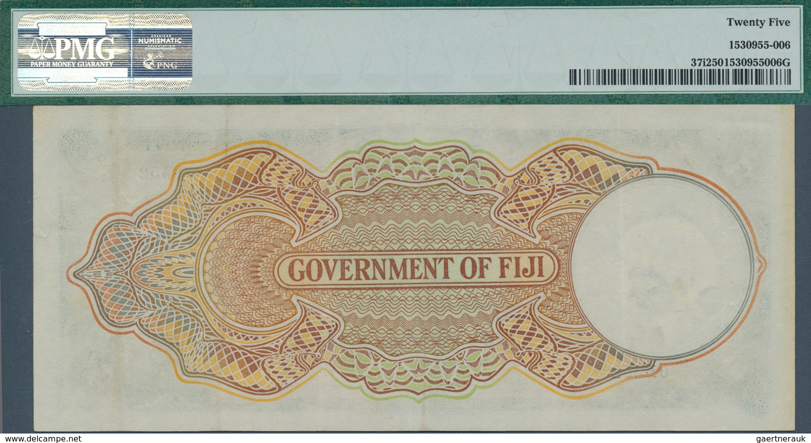 01442 Fiji: 5 Shillings 1949 P. 37i, Condition: PMG Graded 25 VF. - Fiji
