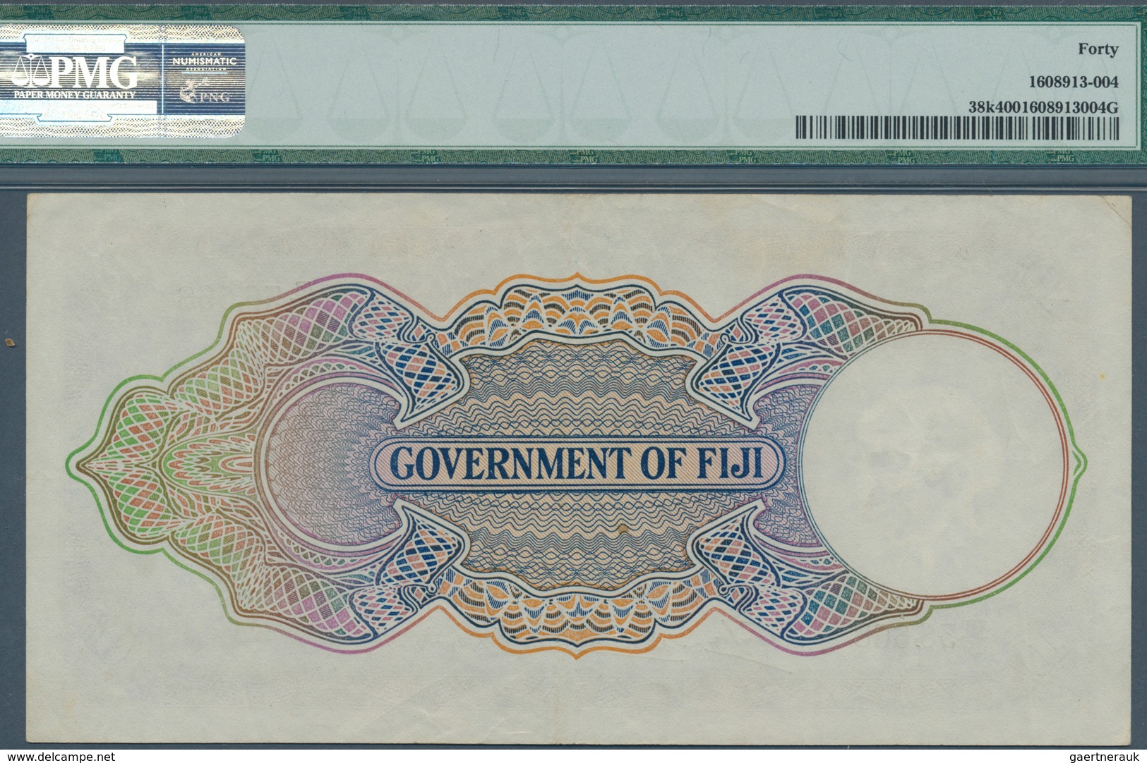 01444 Fiji: 10 Shillings 1951 P. 38k, Condition: PMG Graded 40 XF. - Fiji