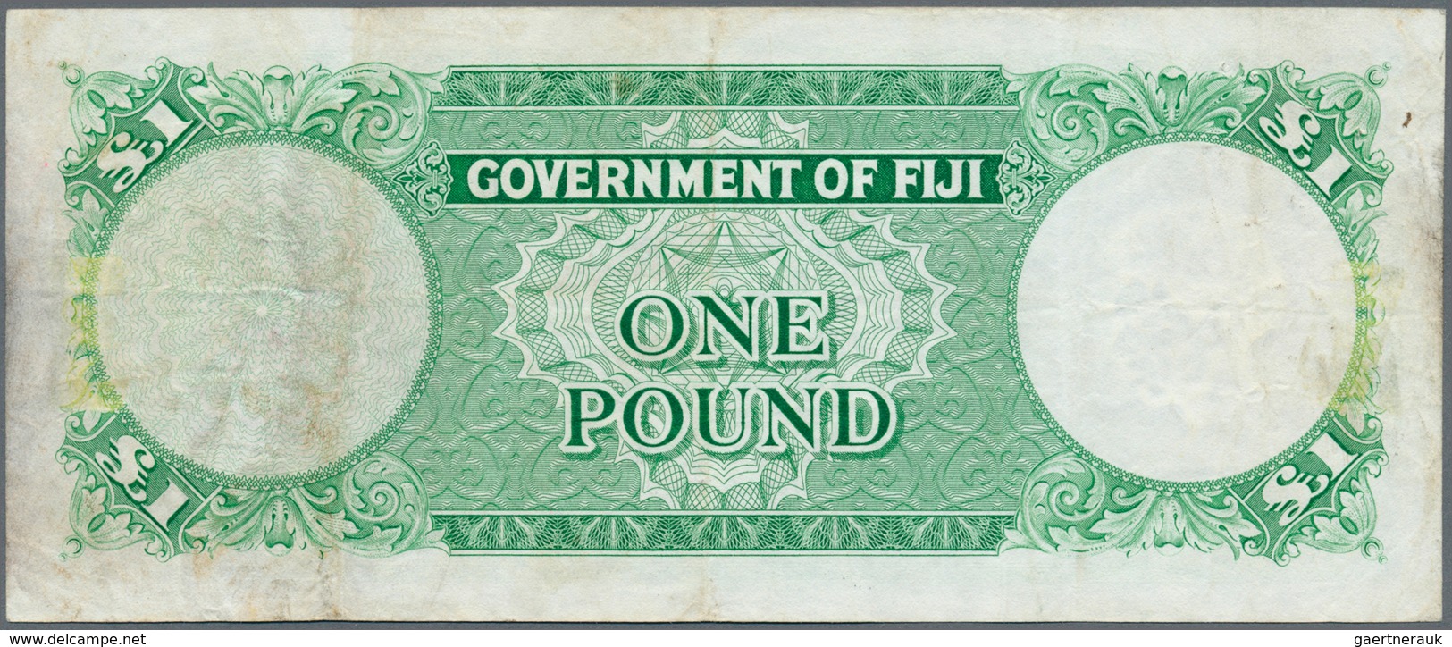 01446 Fiji: 1 Pound 1964 P. 53, Used With Lighter Folds, Light Staining At Borders, No Holes Or Tears, Not - Figi