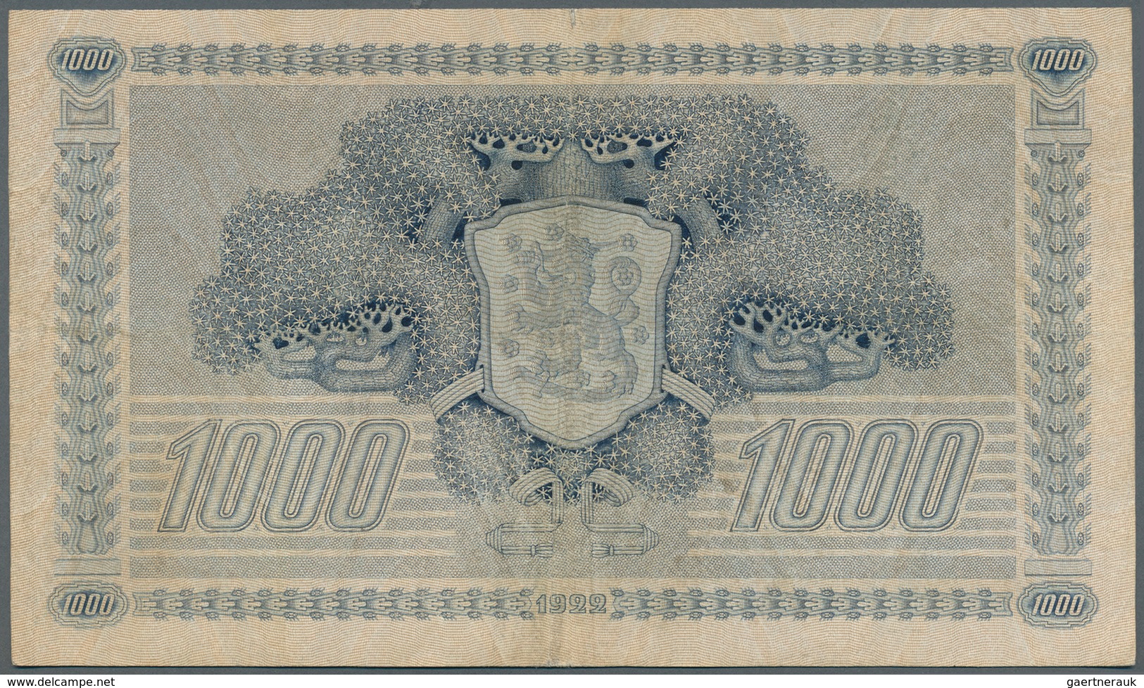 01461 Finland / Finnland: 1000 Markkaa ND(1939) P. 67A, Rare Issue, Used With Vertical And Horizontal Fold - Finlandia