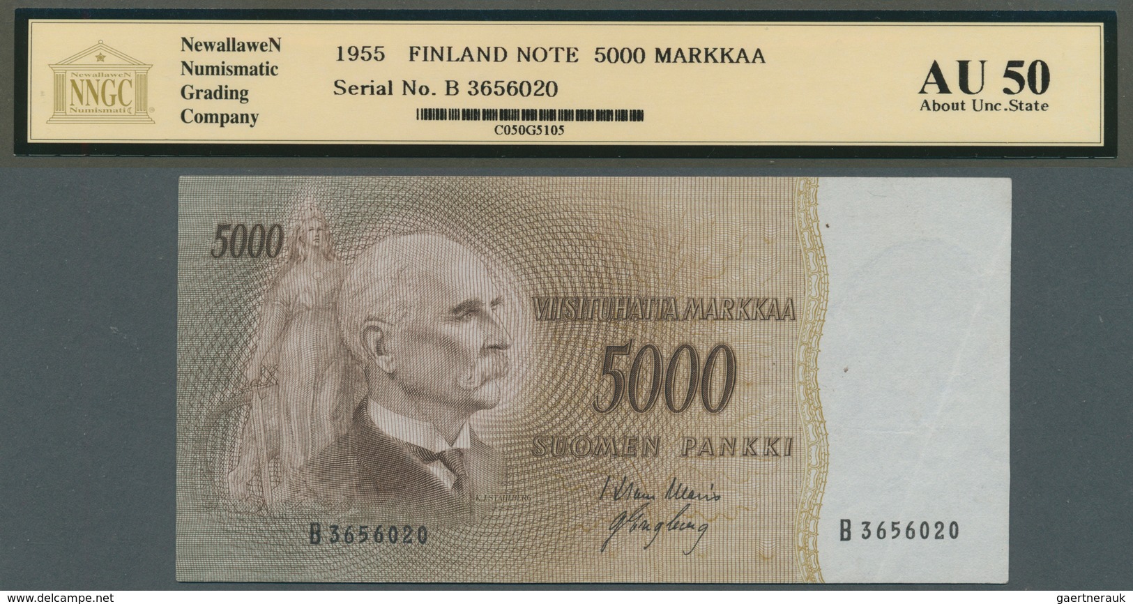 01464 Finland / Finnland: 5000 Markkaa 1955, Almost Perfect Condition With Tiny Spots, NNGC Grading 50 AU - Finlandia