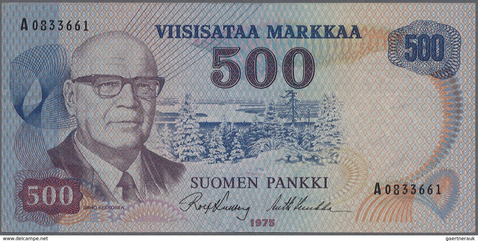 01467 Finland / Finnland: 500 Markkaa 1975 P. 110b, 4 Vertical Folds And Light Handling In Paper But Still - Finland