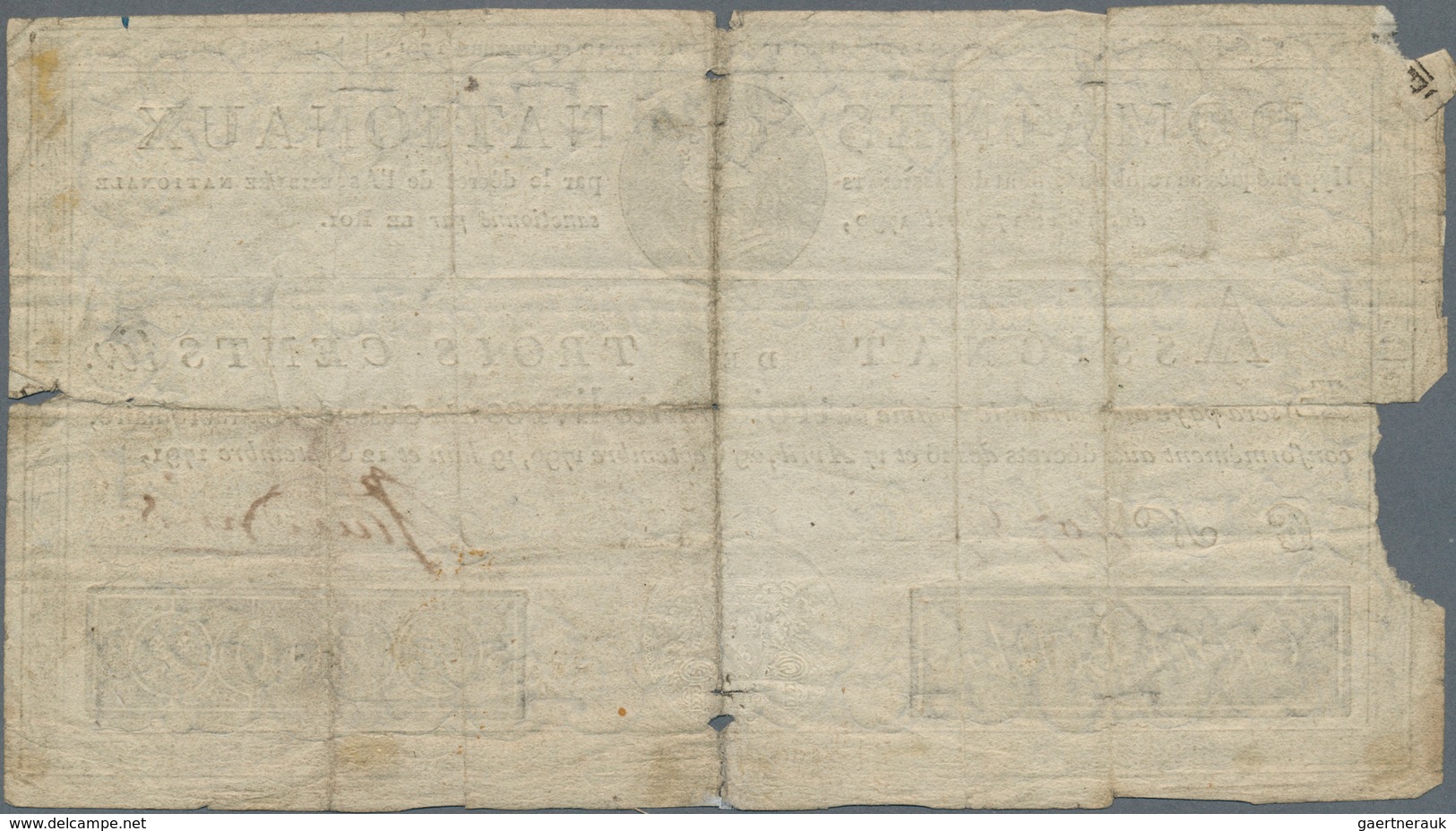 01469 France / Frankreich: 300 Livres Assignat 1790, P.A48, Small Missing Part At Left Border, Some Border - Otros & Sin Clasificación