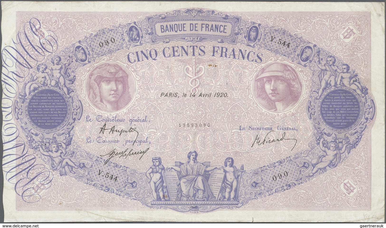 01472 France / Frankreich: Set Of 12 Large Size Banknotes Containing 500 Francs 1920 P. 66h (F), 500 Franc - Otros & Sin Clasificación