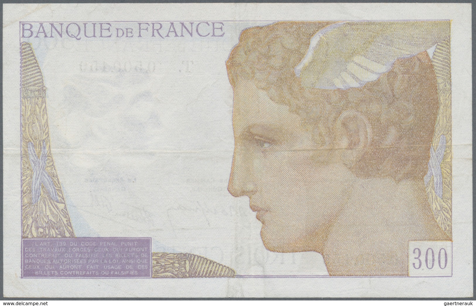 01476 France / Frankreich: 300 Francs 1938 P. 87, Used Note, Pressed, Condition: F. - Altri & Non Classificati