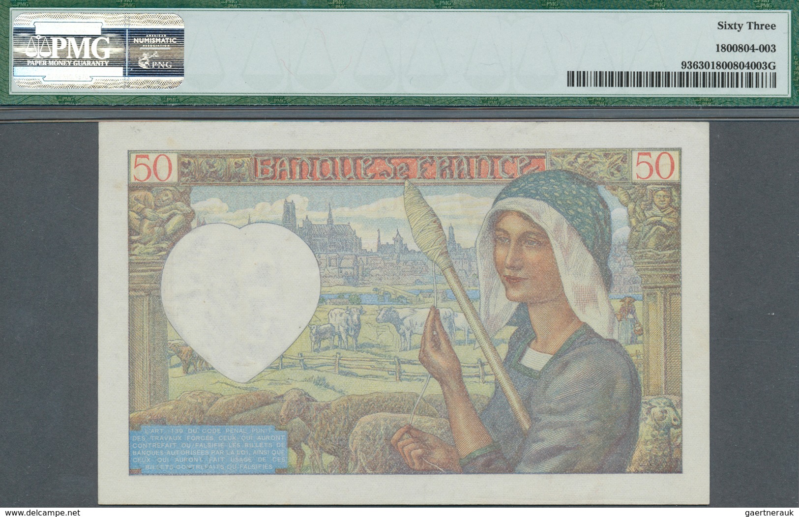 01479 France / Frankreich: 50 Francs 1941, P.93, PMG Graded 63 Choice Uncirculated - Otros & Sin Clasificación