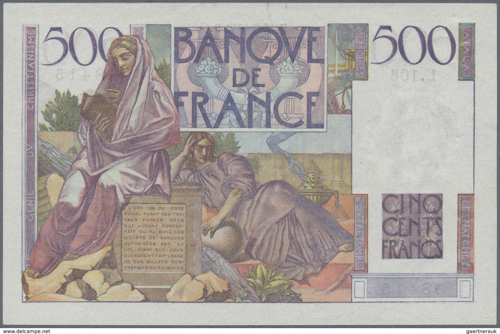 01486 France / Frankreich: 500 Francs May 13th 1948, P.129b, Excellent Condition With Two Vertical Folds A - Otros & Sin Clasificación