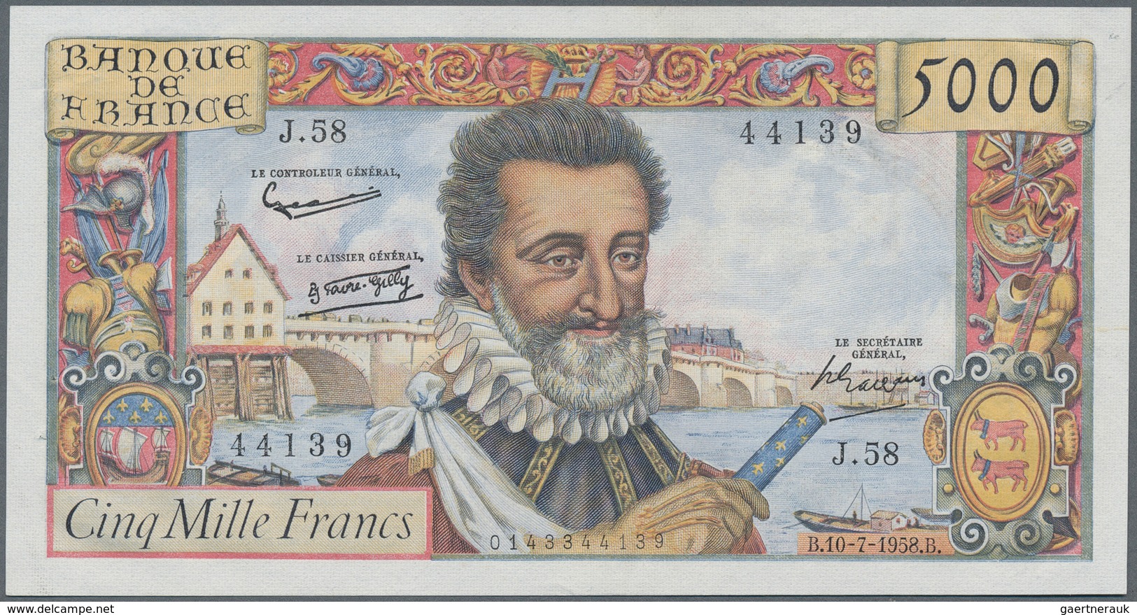 01490 France / Frankreich: 5000 Francs 1958 P. 135 In Extraordinary Condition For This Type Of Note, Only - Andere & Zonder Classificatie