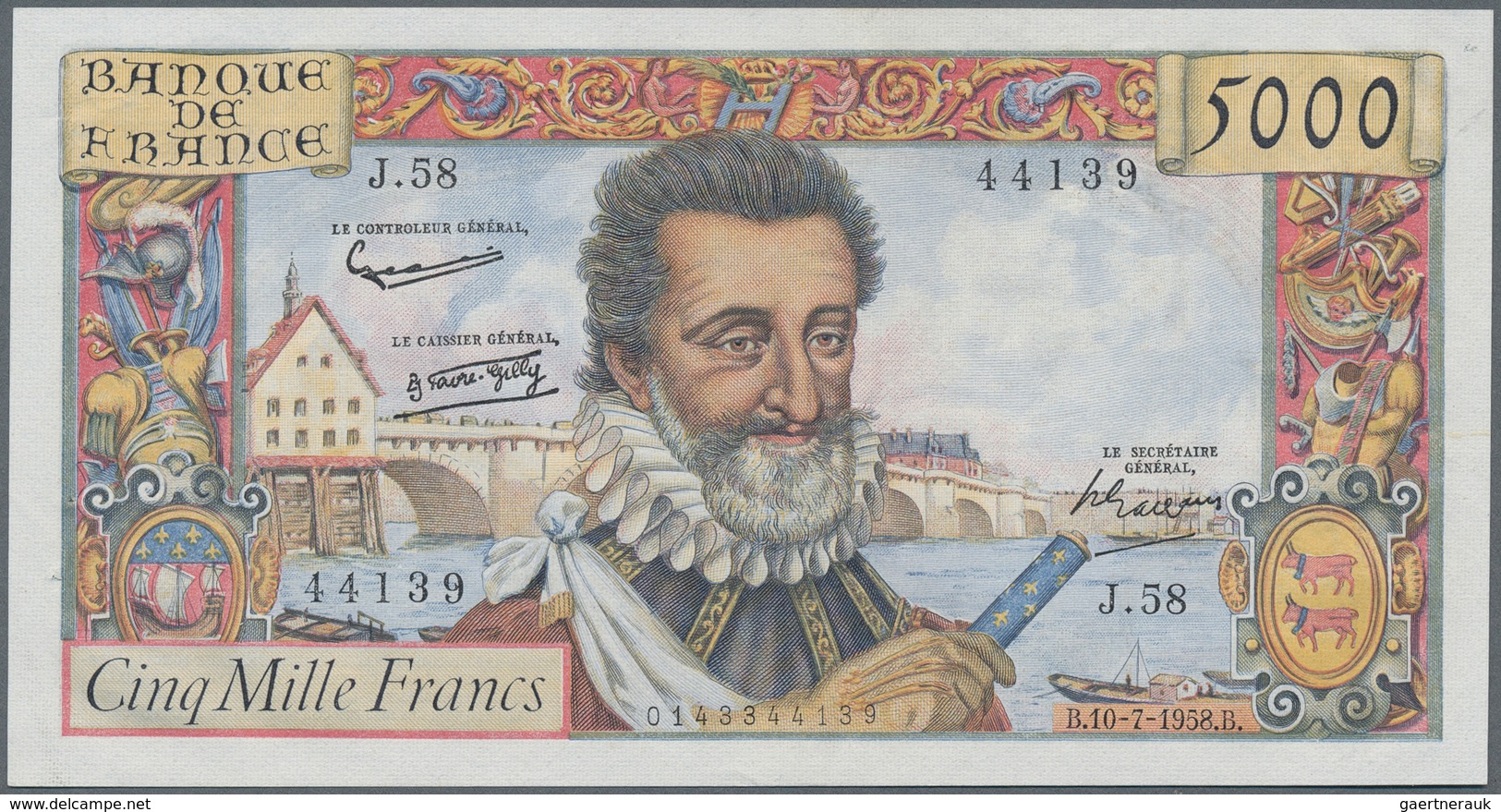 01490 France / Frankreich: 5000 Francs 1958 P. 135 In Extraordinary Condition For This Type Of Note, Only - Altri & Non Classificati