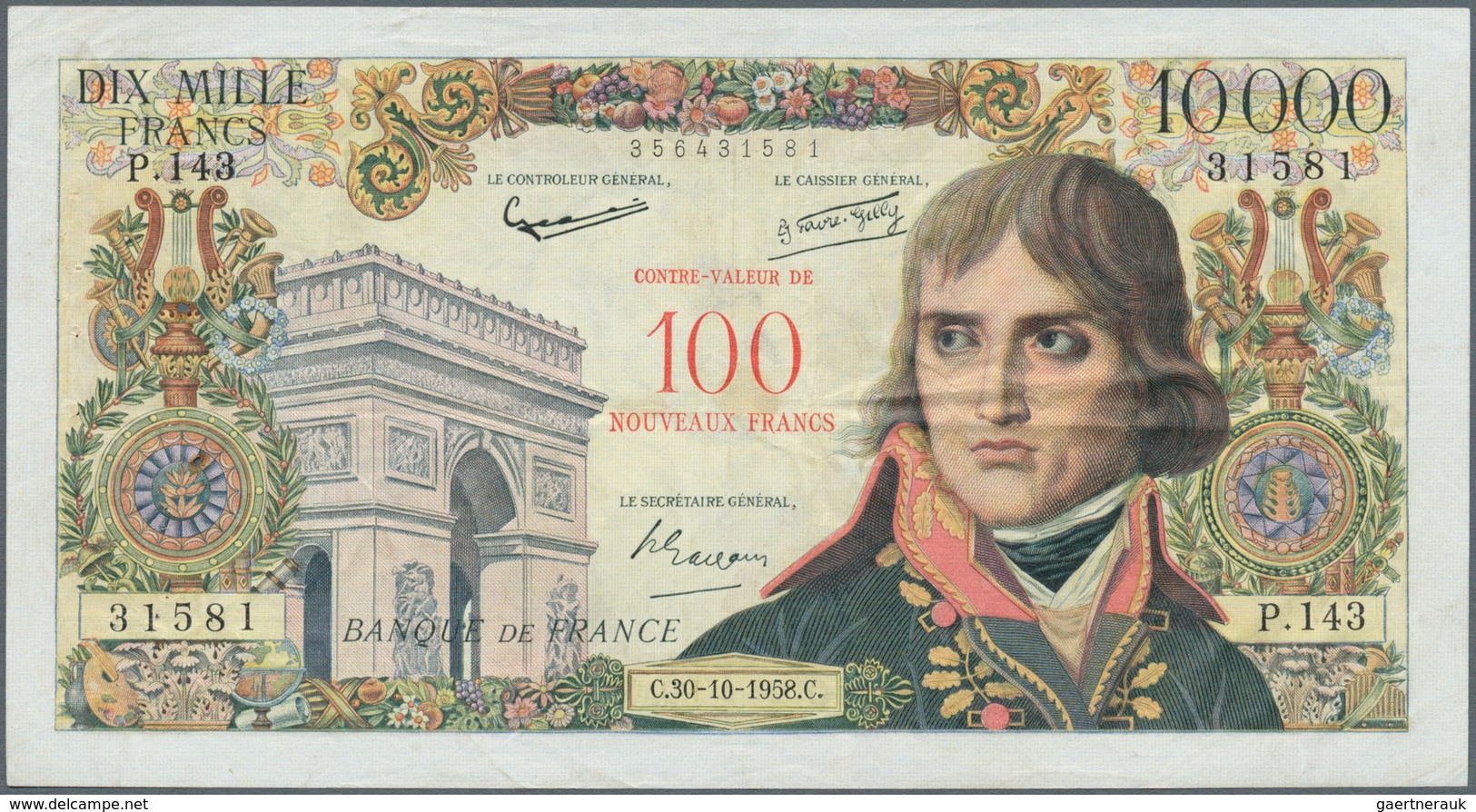 01493 France / Frankreich: 100 NF On 10.000 Francs 1958 P. 140, Several Pinholes In Paper, No Tears, No Ot - Other & Unclassified