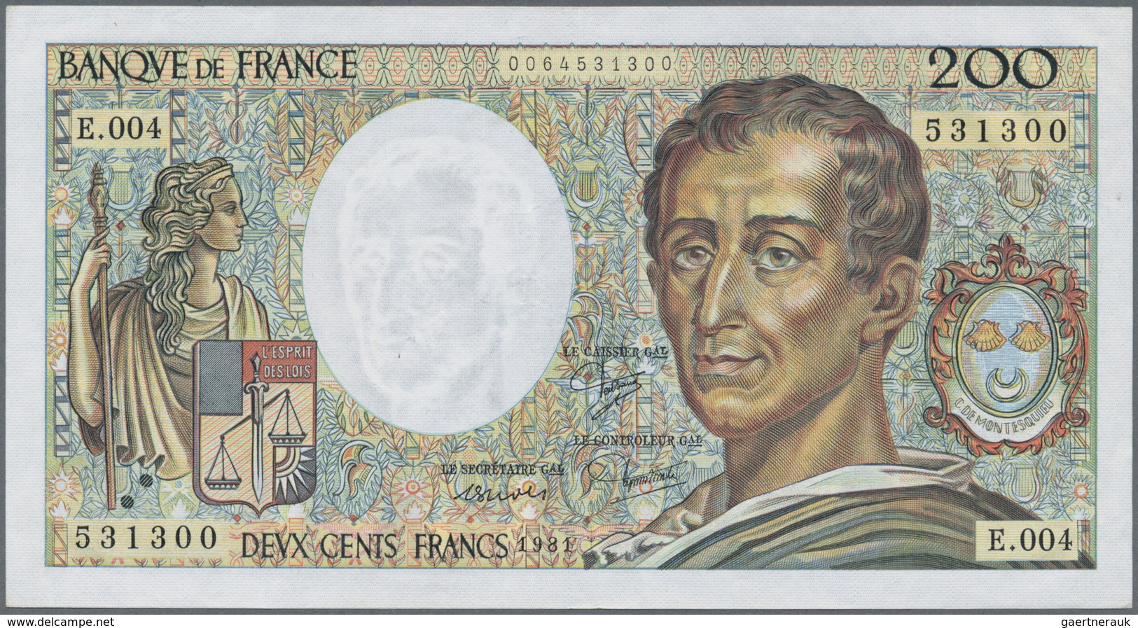 01505 France / Frankreich: 200 Francs 1981 P. 155a, Portrait Montesquieu, Crisp Original Condition Without - Andere & Zonder Classificatie