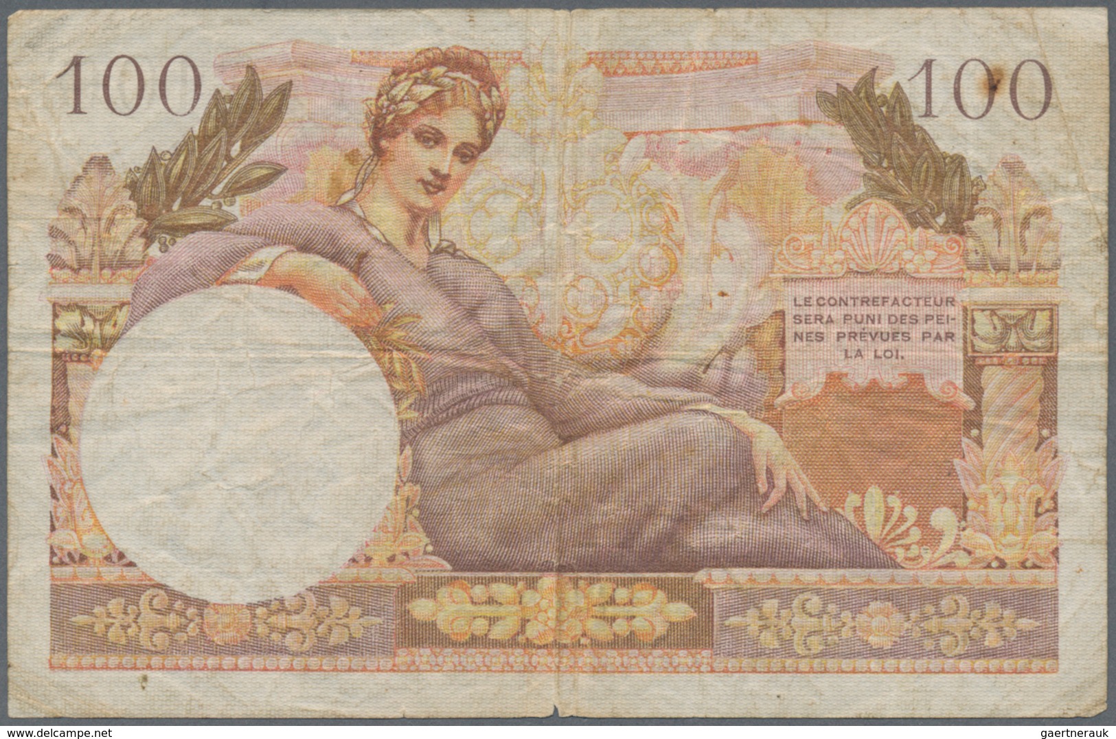 01508 France / Frankreich: 100 Francs 1955 Tresor Public P. M9, Strong Traces Of Use, Condition: VG. - Sonstige & Ohne Zuordnung