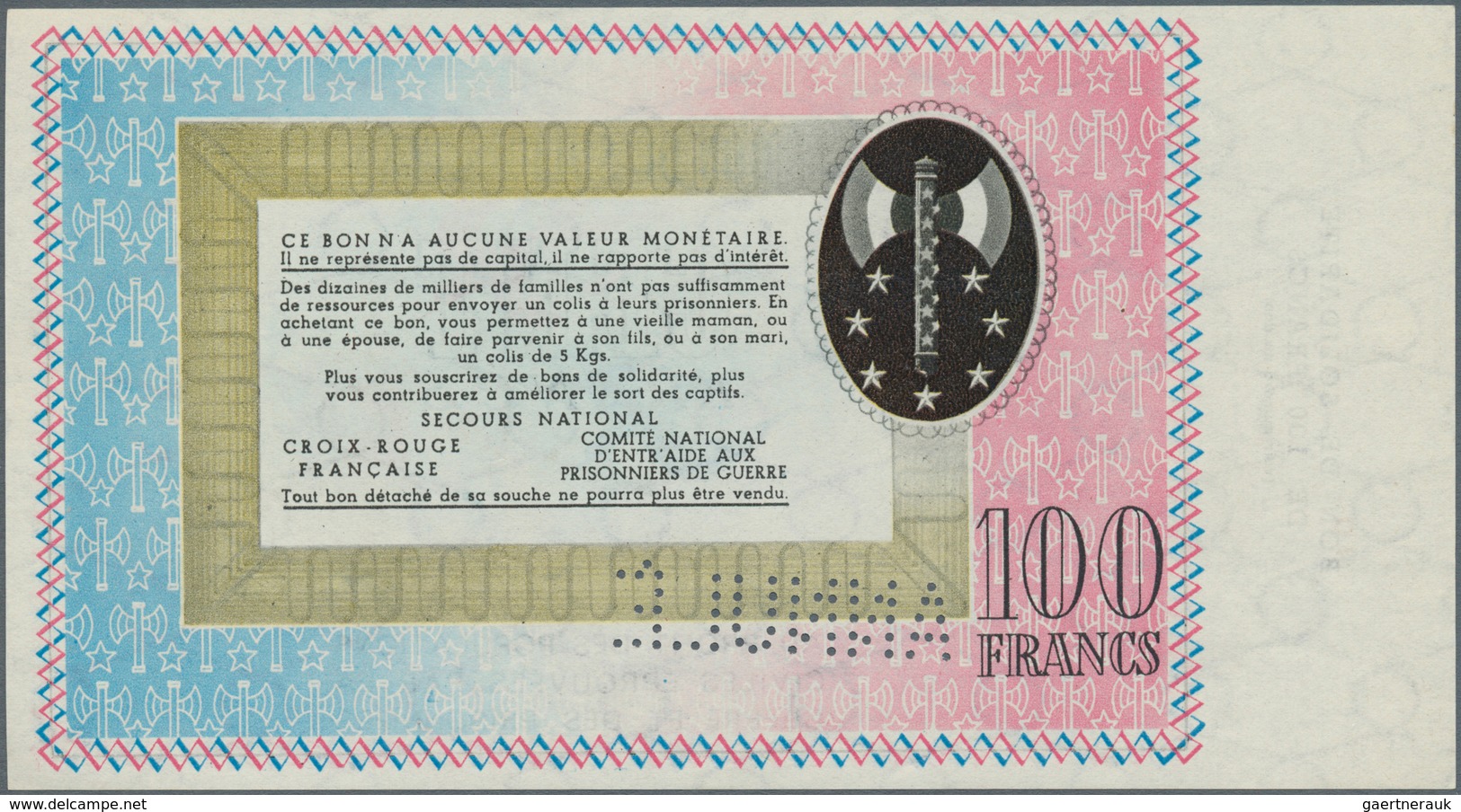 01515 France / Frankreich: Set 2 Notes Bon De Solidarité 50 And 100 Francs With Perforation Annulé, Light - Otros & Sin Clasificación