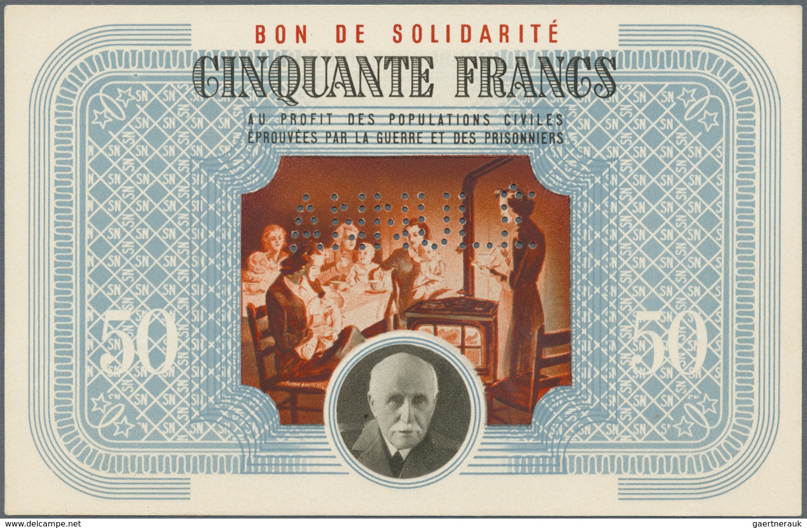 01515 France / Frankreich: Set 2 Notes Bon De Solidarité 50 And 100 Francs With Perforation Annulé, Light - Altri & Non Classificati