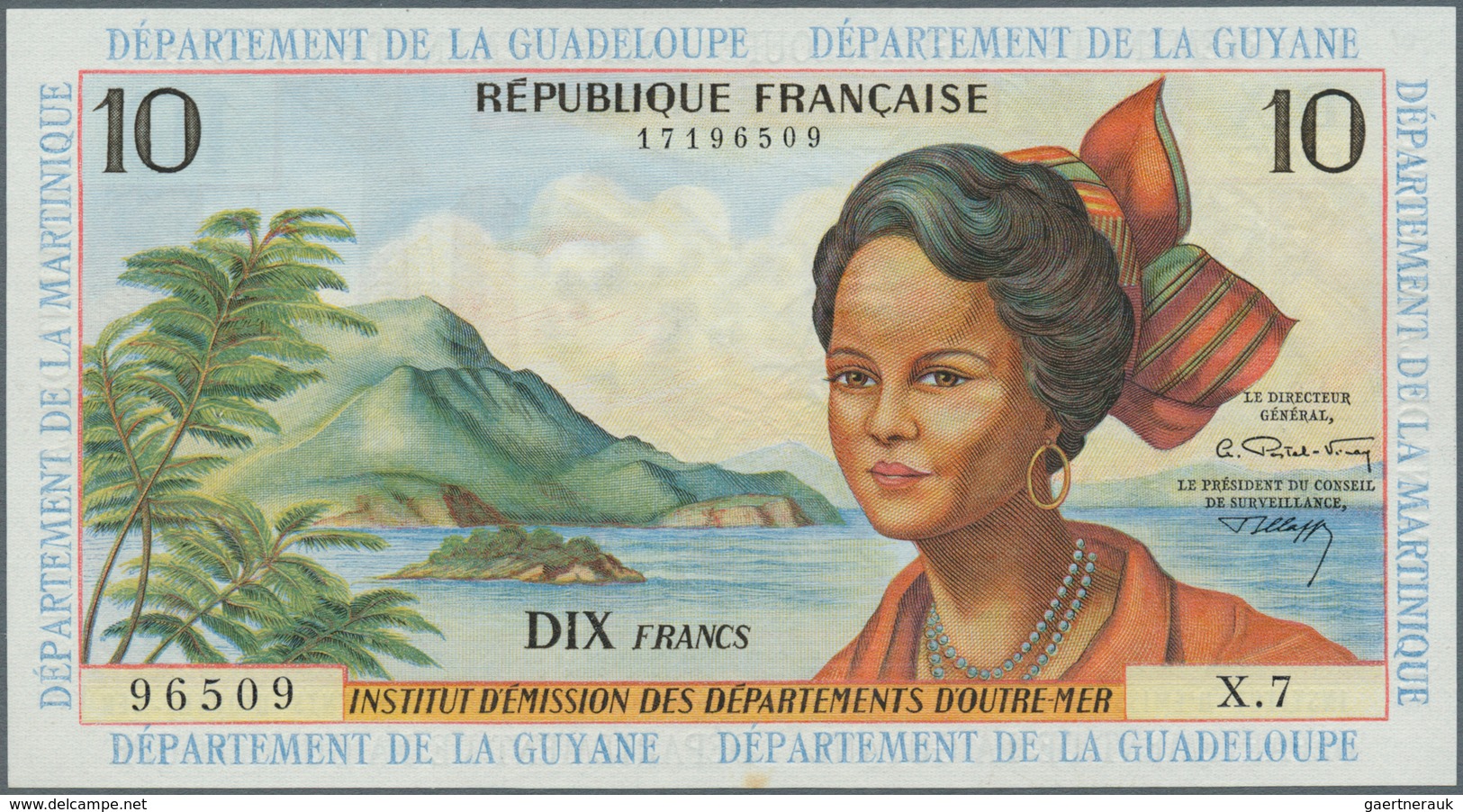 01519 French Antilles / Französische Antillen: 10 Francs ND P. 8b, Only A Light Center Fold Otherwise Perf - Other - America