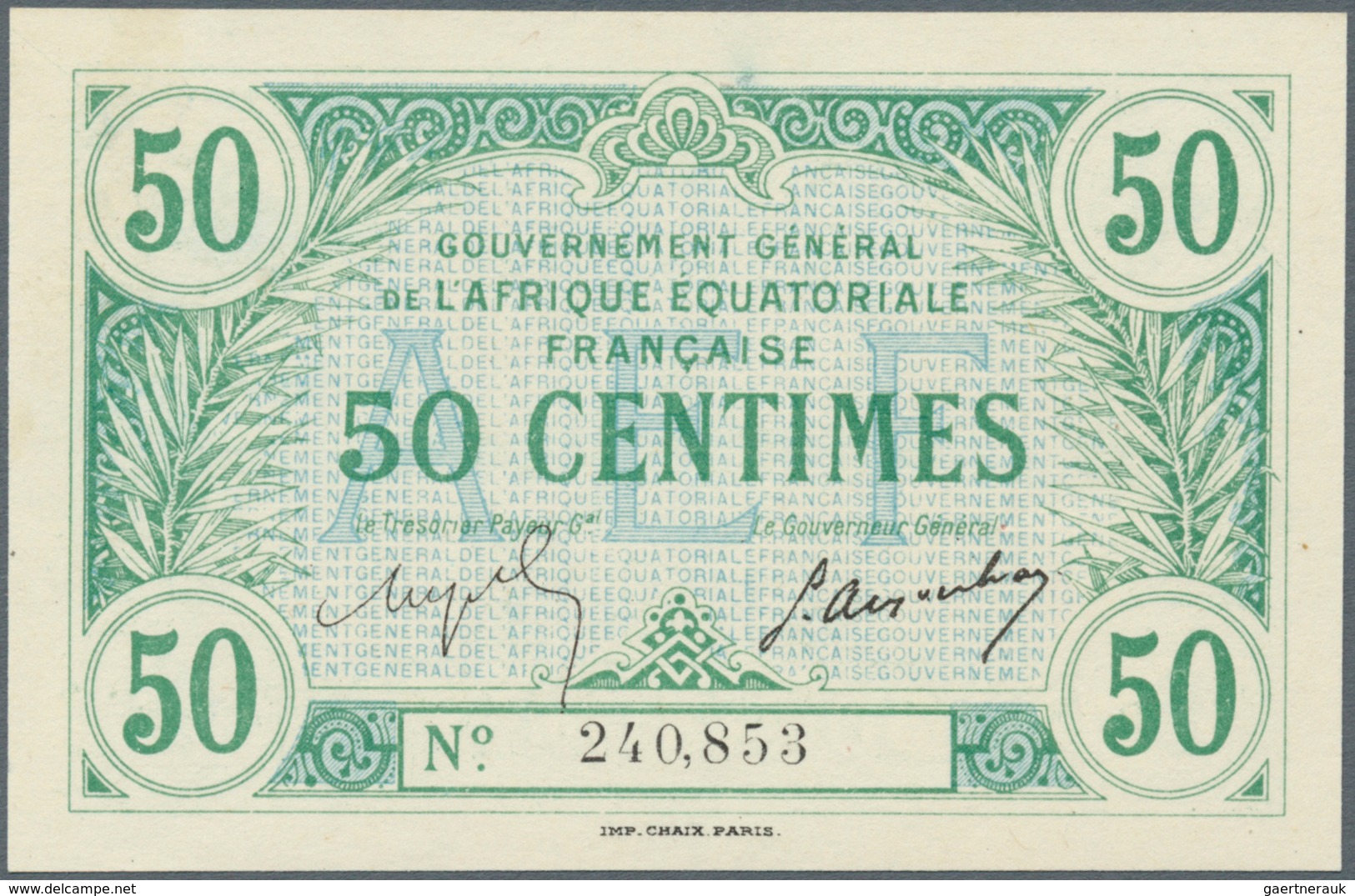 01523 French Equatorial Africa / Französisch-Äquatorialafrika: 50 Centimes ND P. 1a In Condition: UNC. - Guinea Equatoriale