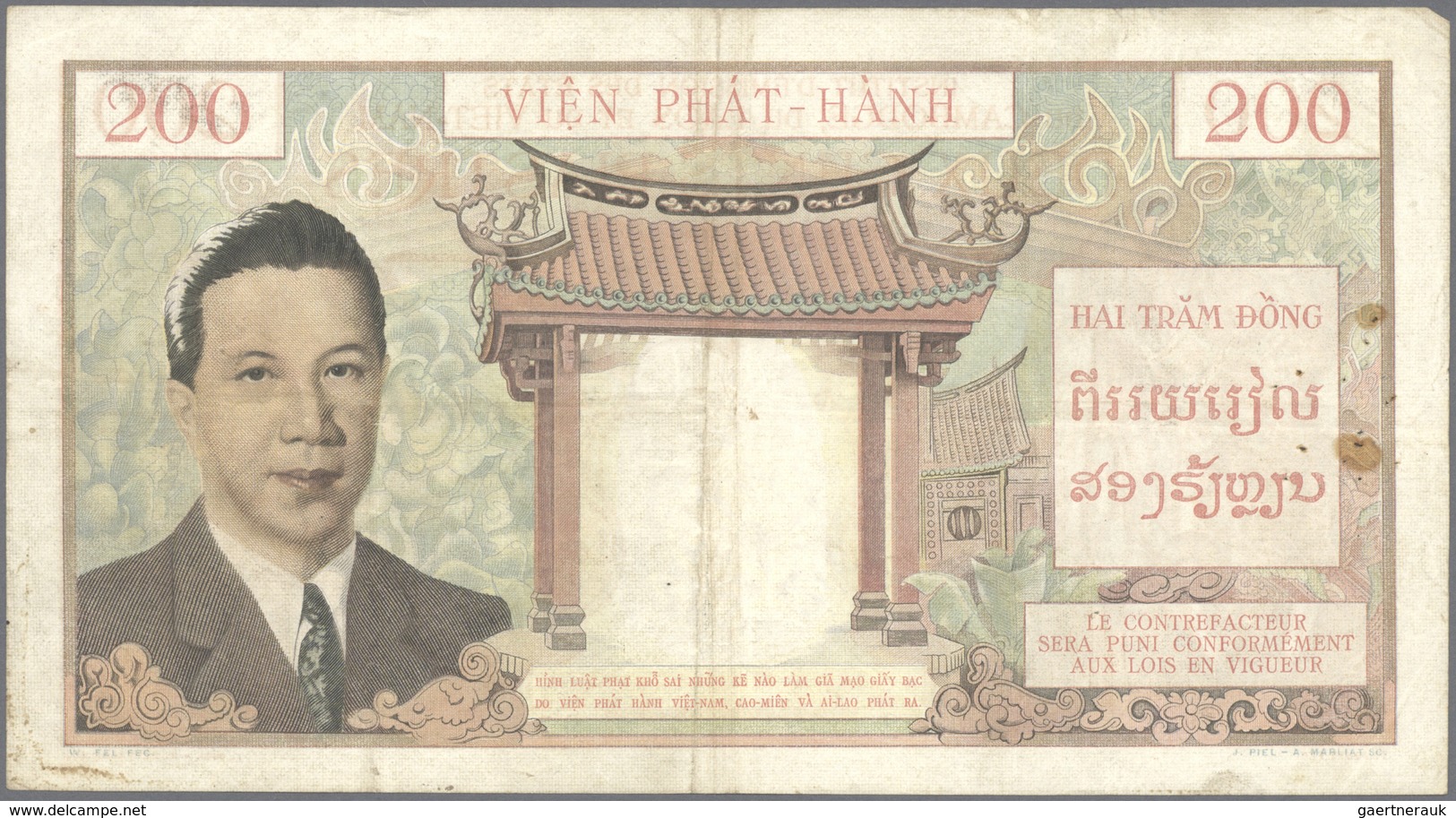 01541 French Indochina / Französisch Indochina: Set Of 3 Large Size Banknotes Containing 20 Piastres P. 50 - Indochina